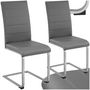 Voir la diapositive 1 : tectake Ensemble de chaises de salle à manger rembourré avec revêtement aspect cuir gris Lot de 2