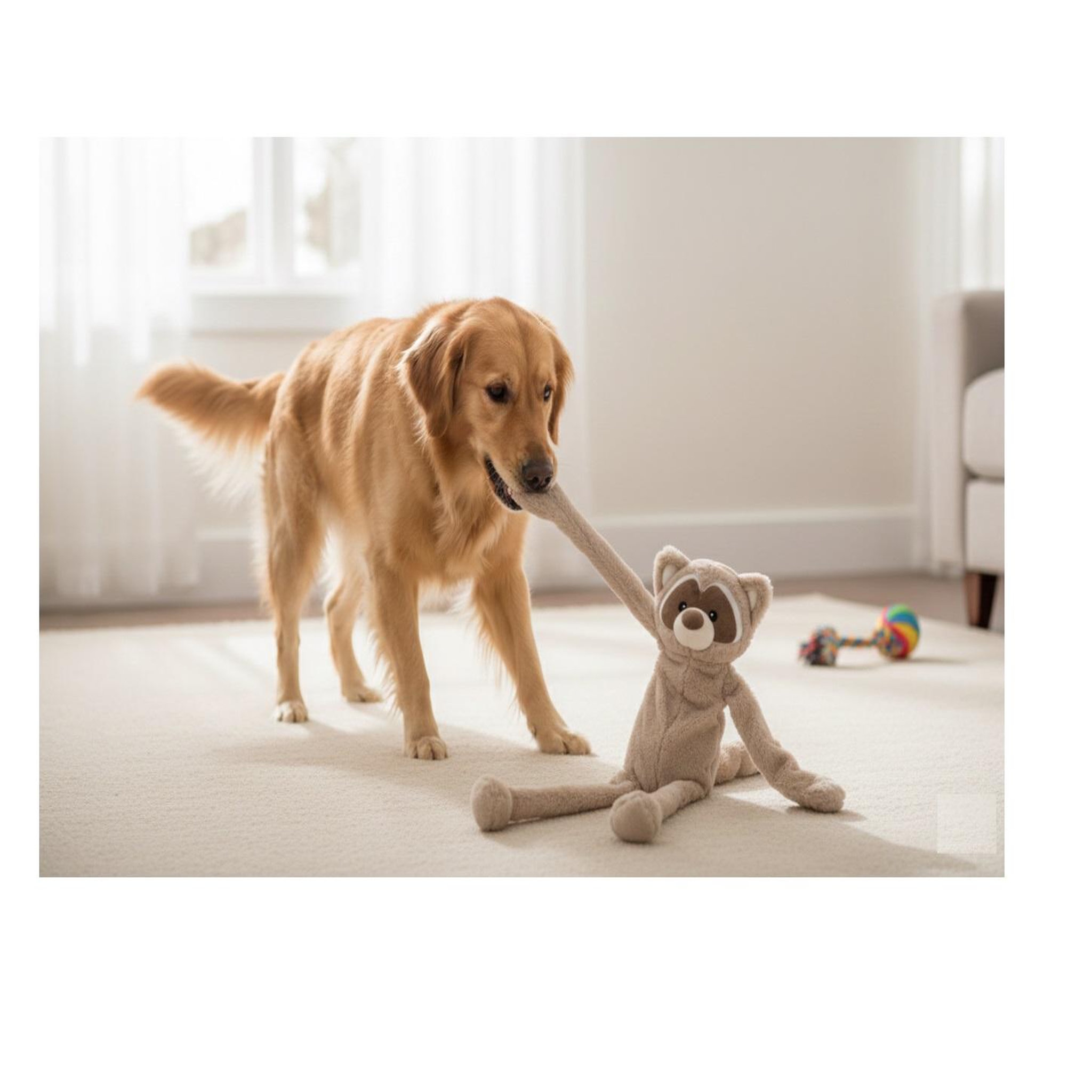 Voir la diapositive 4 : Eden Peluche géante sonore pour chien raton laveur