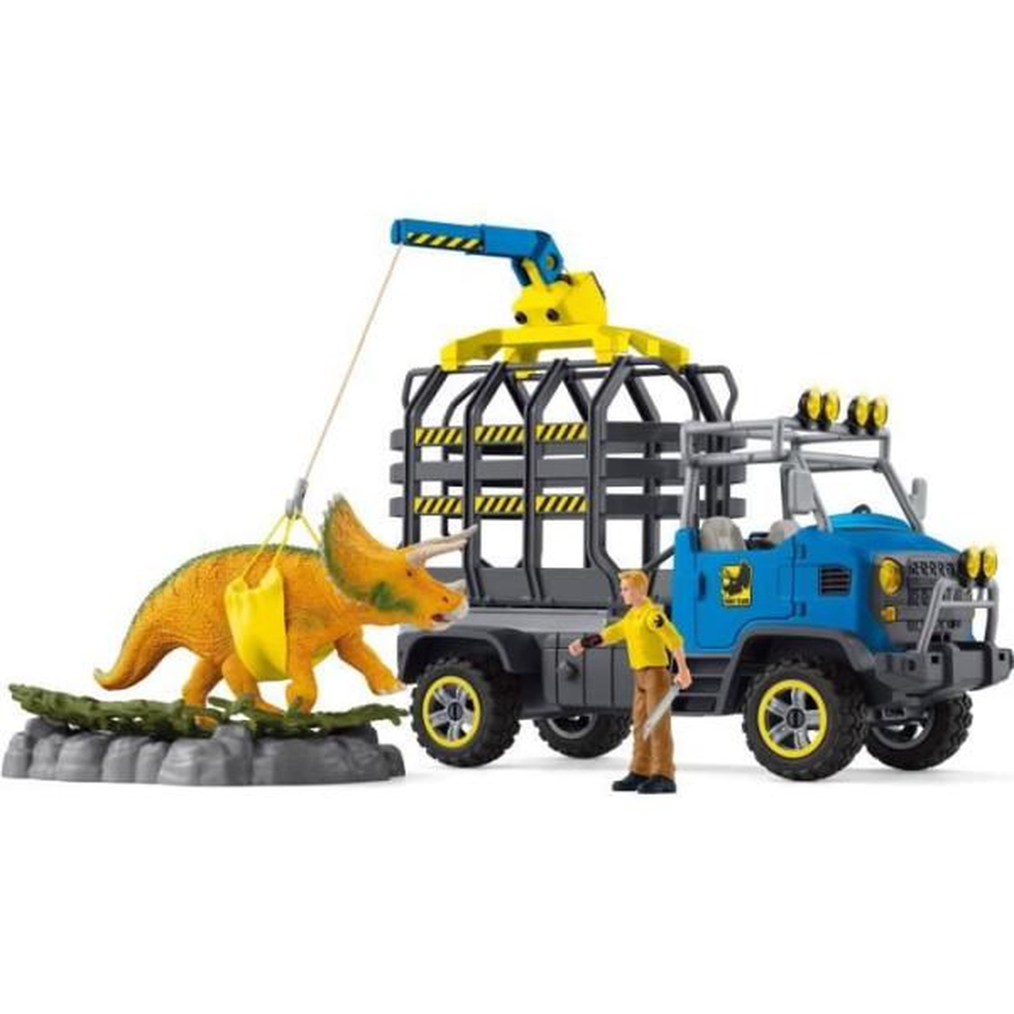 Schleich Mission de transport Dino, coffret de 43 pieces avec figurine tricératops et camion de transport, jouets dinosaures pour enfant