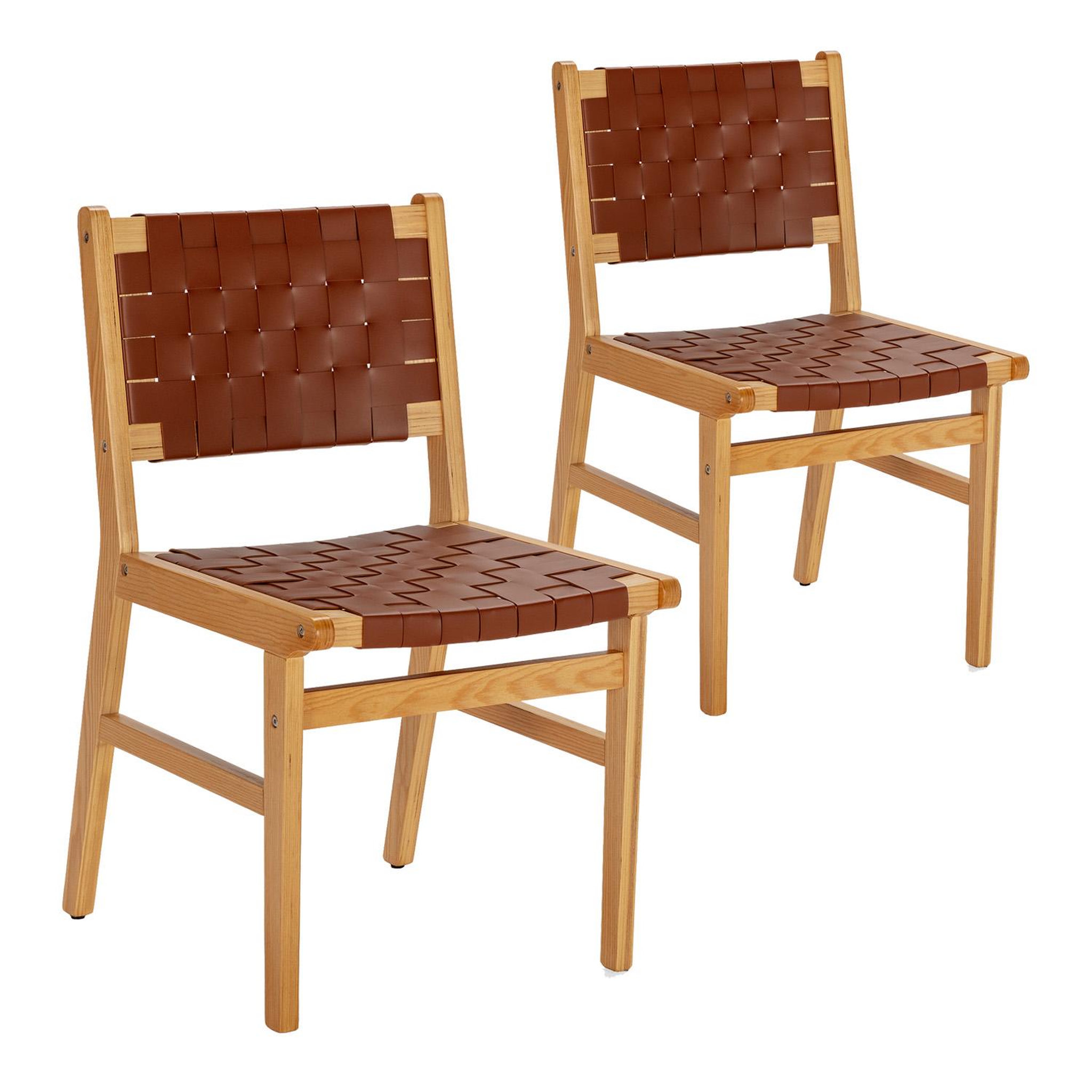 VS VENTA-STOCK Pack de 2 chaises Kurt Marron en cuir recyclé