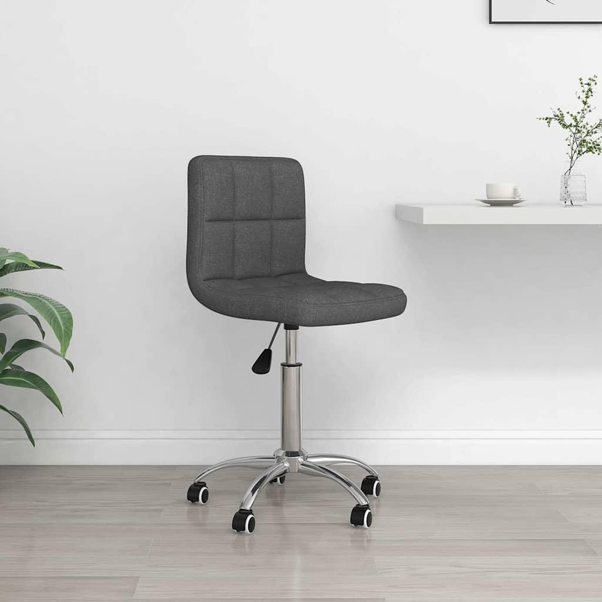 Voir la diapositive 2 : VIDAXL Chaise pivotante de bureau Gris fonce Tissu
