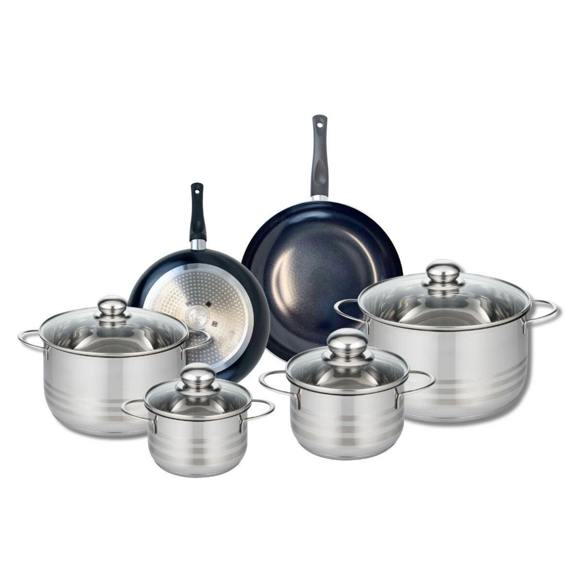ELO Ensemble de 2 Poêles de cuisson 20 et 24 cm et 4 faitouts 14, 16, 20 et 24 cm Elo Prima Brillant