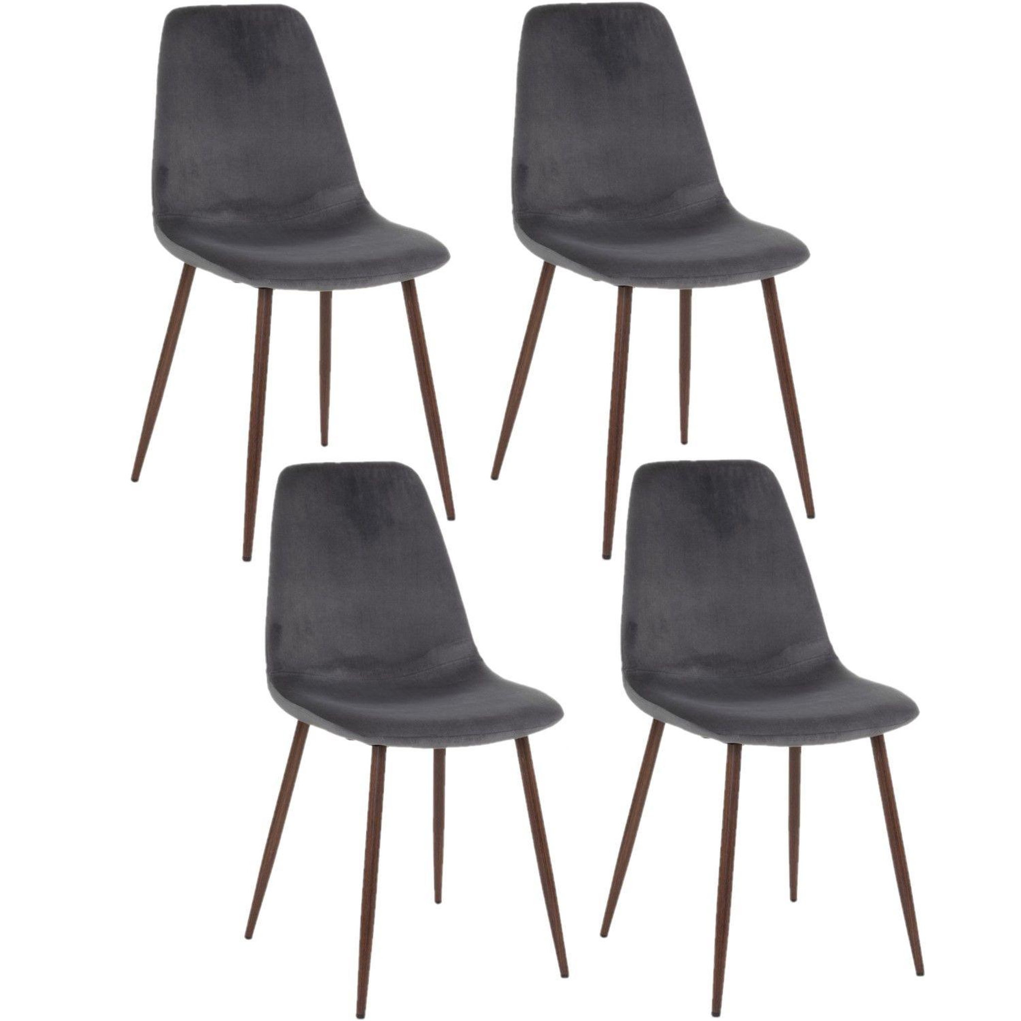 Voir la diapositive 1 : TOILINUX Lot de 4 Chaises confortables en polyester effet velours et pieds en fer
