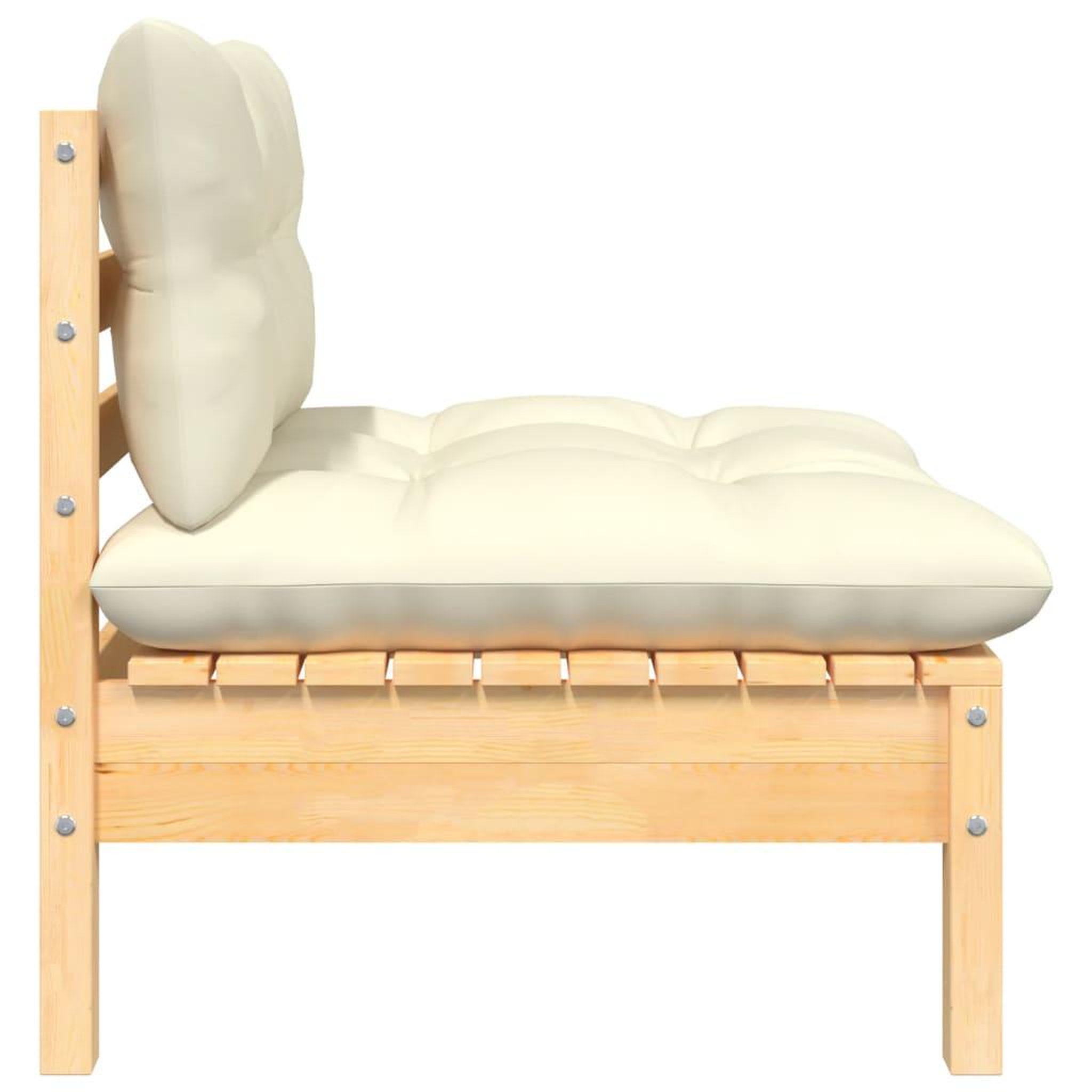 Voir la diapositive 4 : VIDAXL Salon de jardin 3 pcs avec coussins creme Bois de pin massif