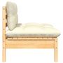 Voir la diapositive 4 : VIDAXL Salon de jardin 3 pcs avec coussins creme Bois de pin massif