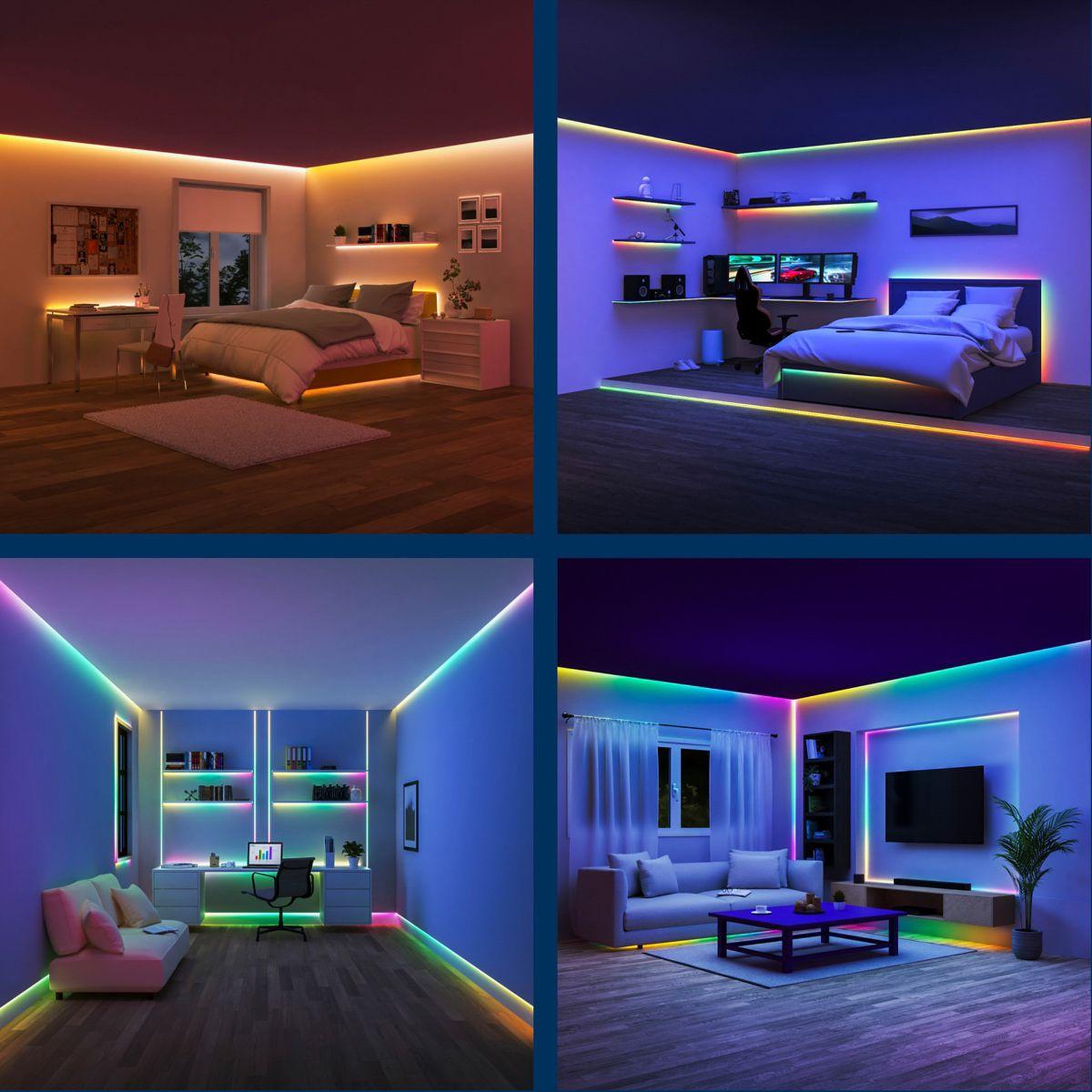 Voir la diapositive 4 : WIZ Bandeau led rgbic couleur gradient 10m (5m+5m)