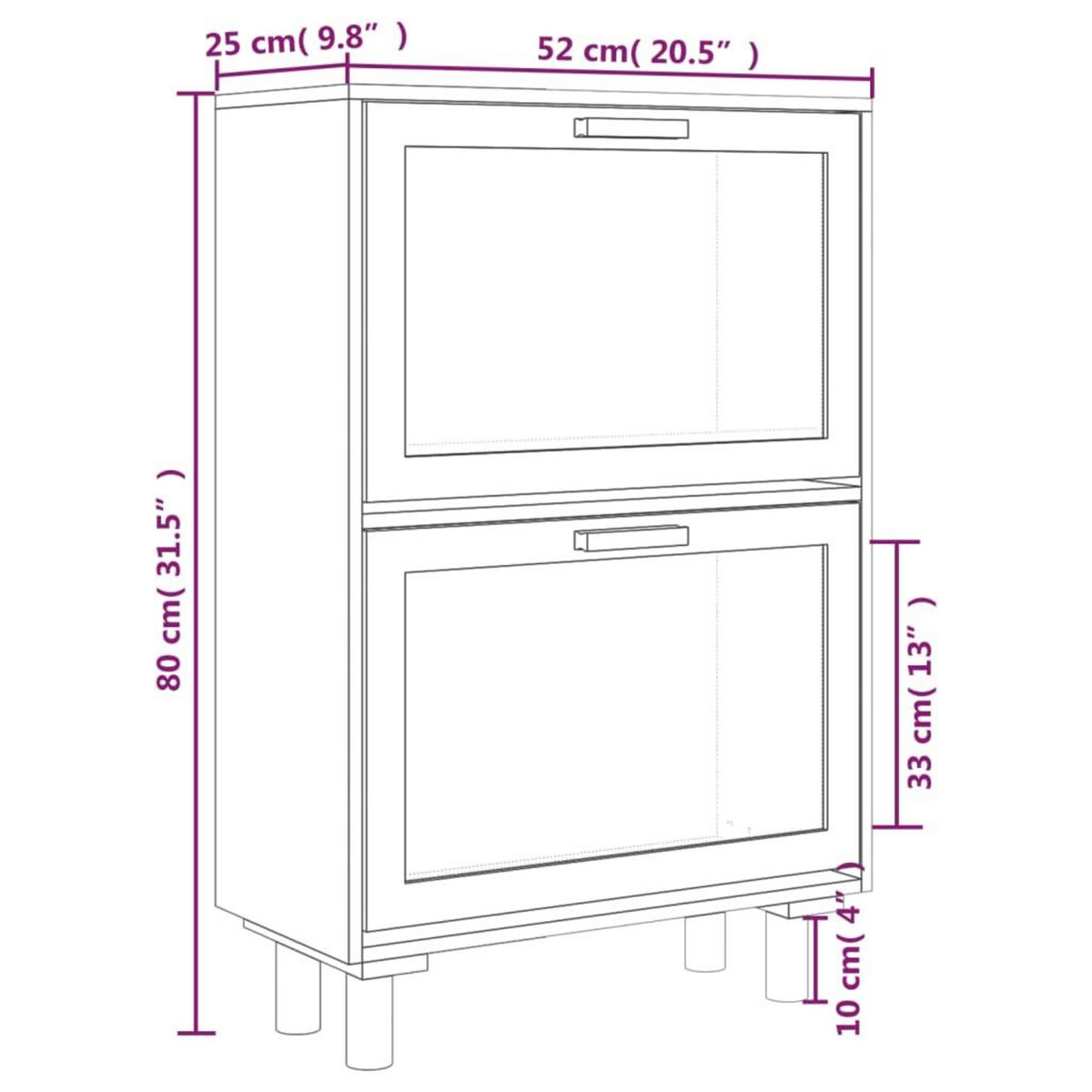 VIDAXL Armoire a chaussures Blanc 52x25x80 cm Bois d'ingenierie/rotin