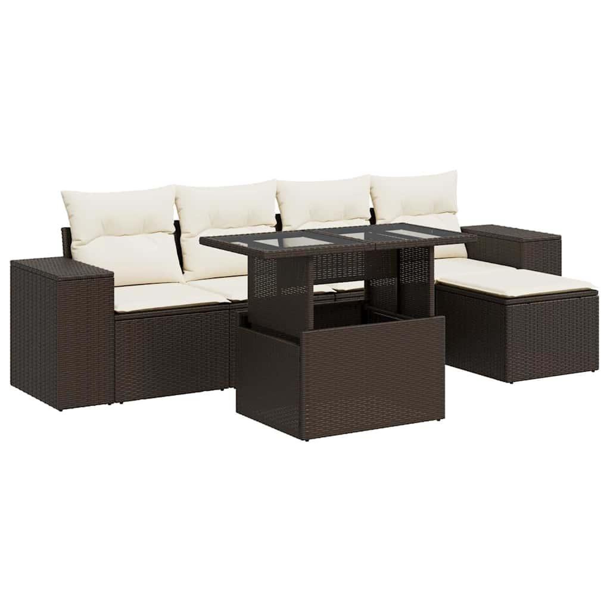 Voir la diapositive 2 : VIDAXL Salon de jardin avec coussins 6 pcs marron resine tressee