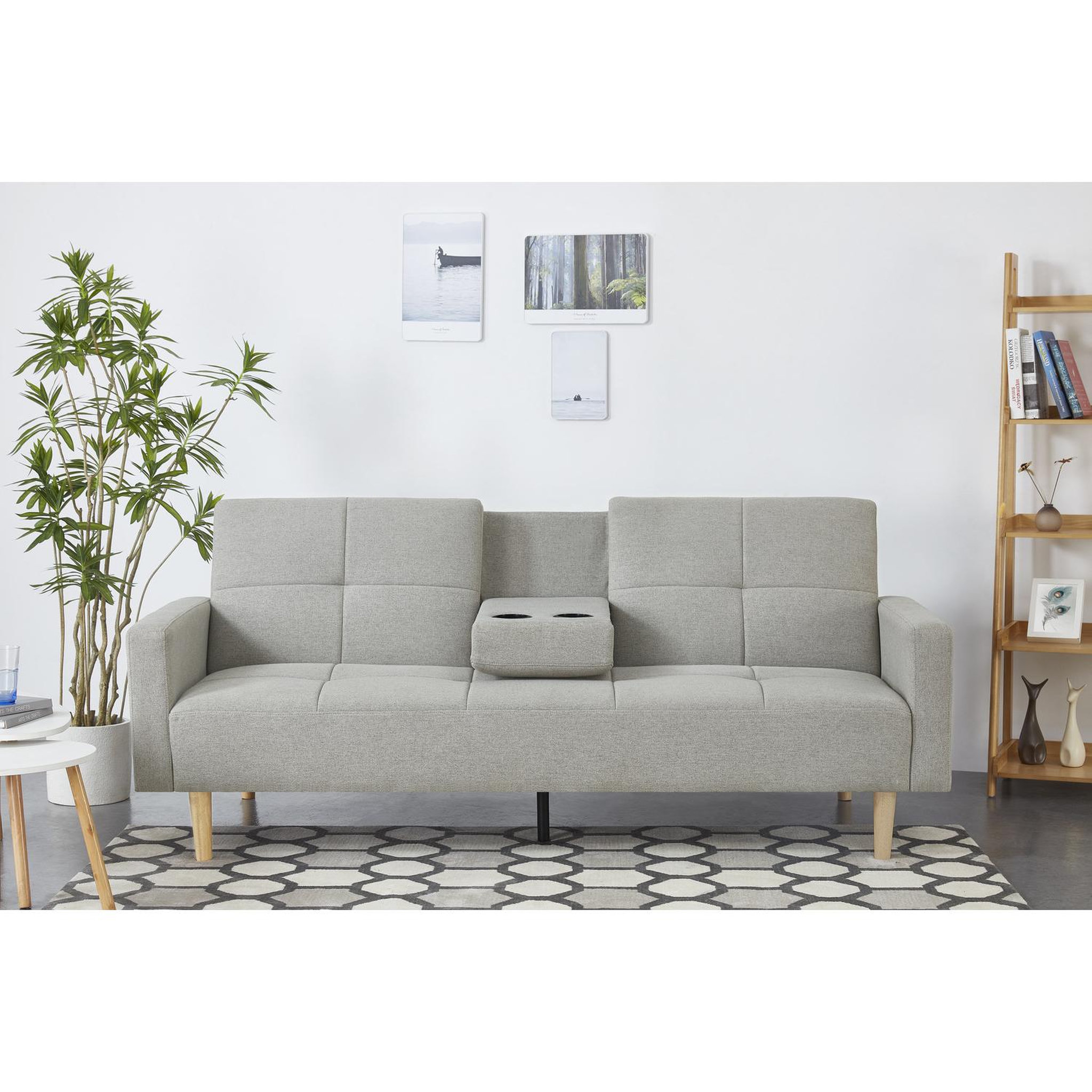 Voir la diapositive 4 : CONCEPT USINE Canapé convertible 3 places en tissu gris oslo