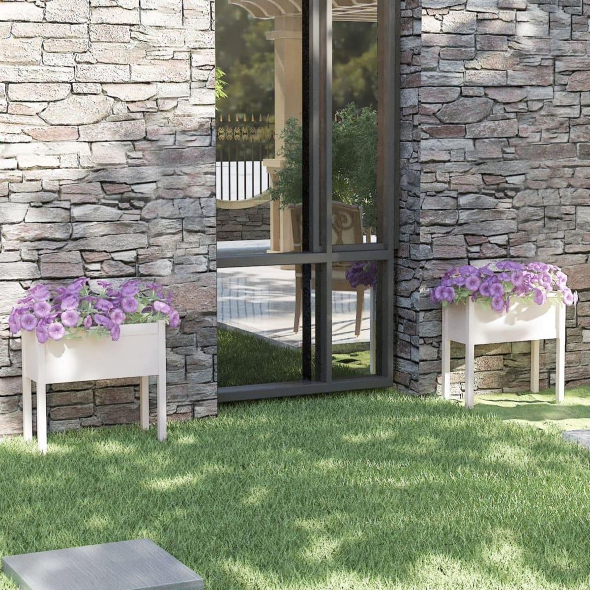 VIDAXL Jardinieres 2 pcs Blanc 70x31x70 cm Bois de pin massif