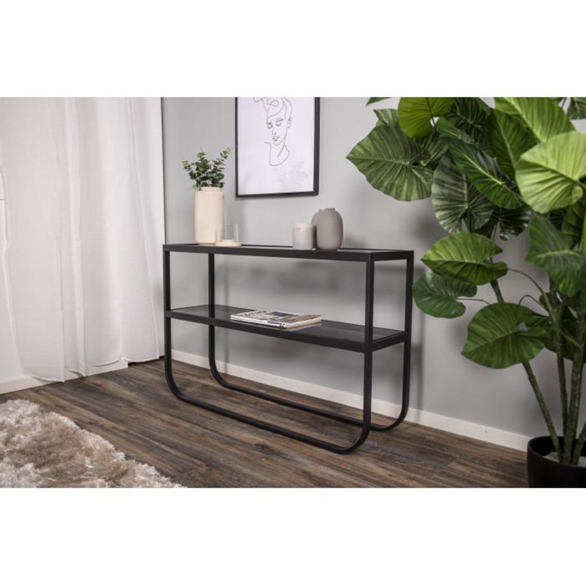 Paris Prix Console Design en Verre  Rocker  110cm Noir
