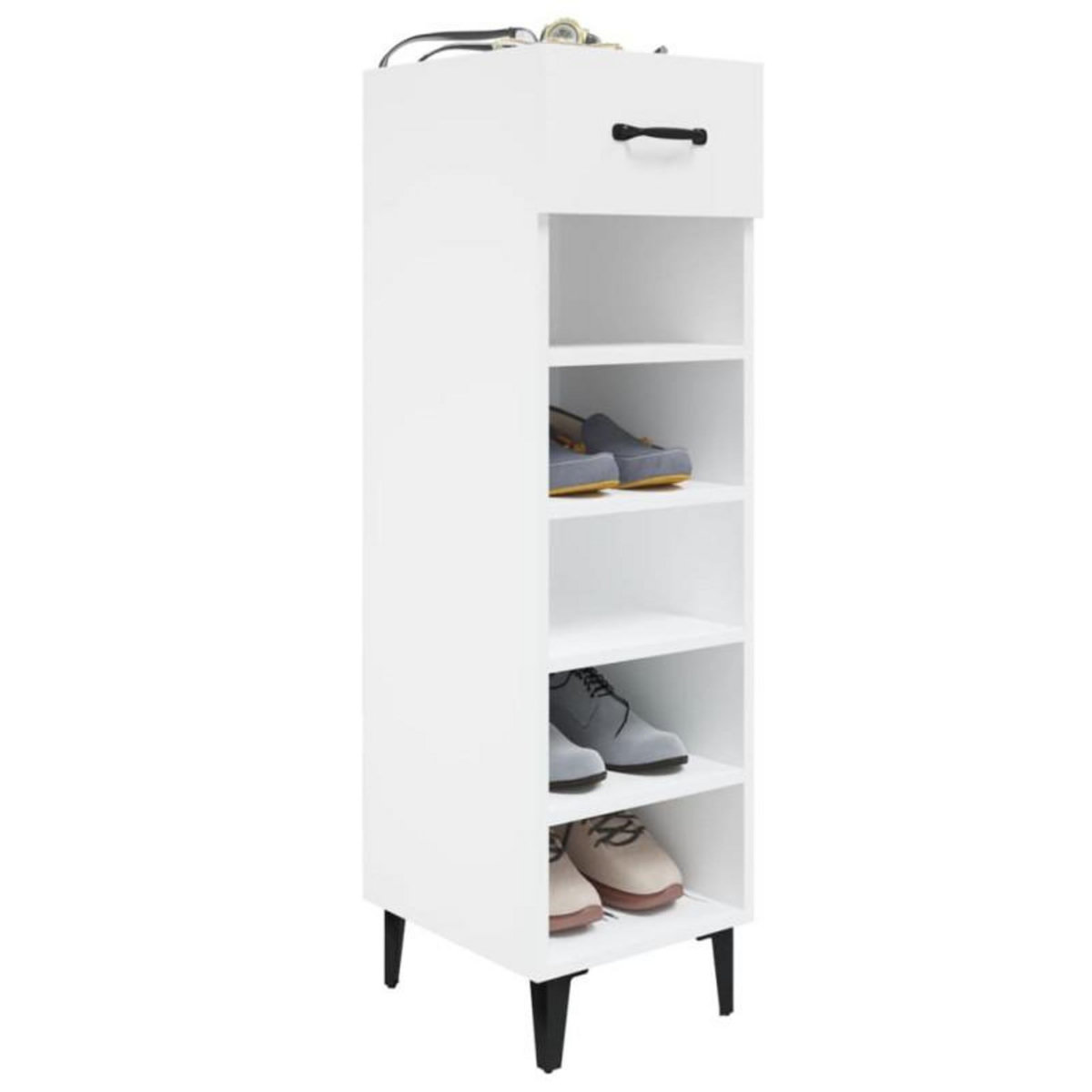 VIDAXL Armoire à chaussure Blanc brillant 30x35x105 cm Bois ingénierie