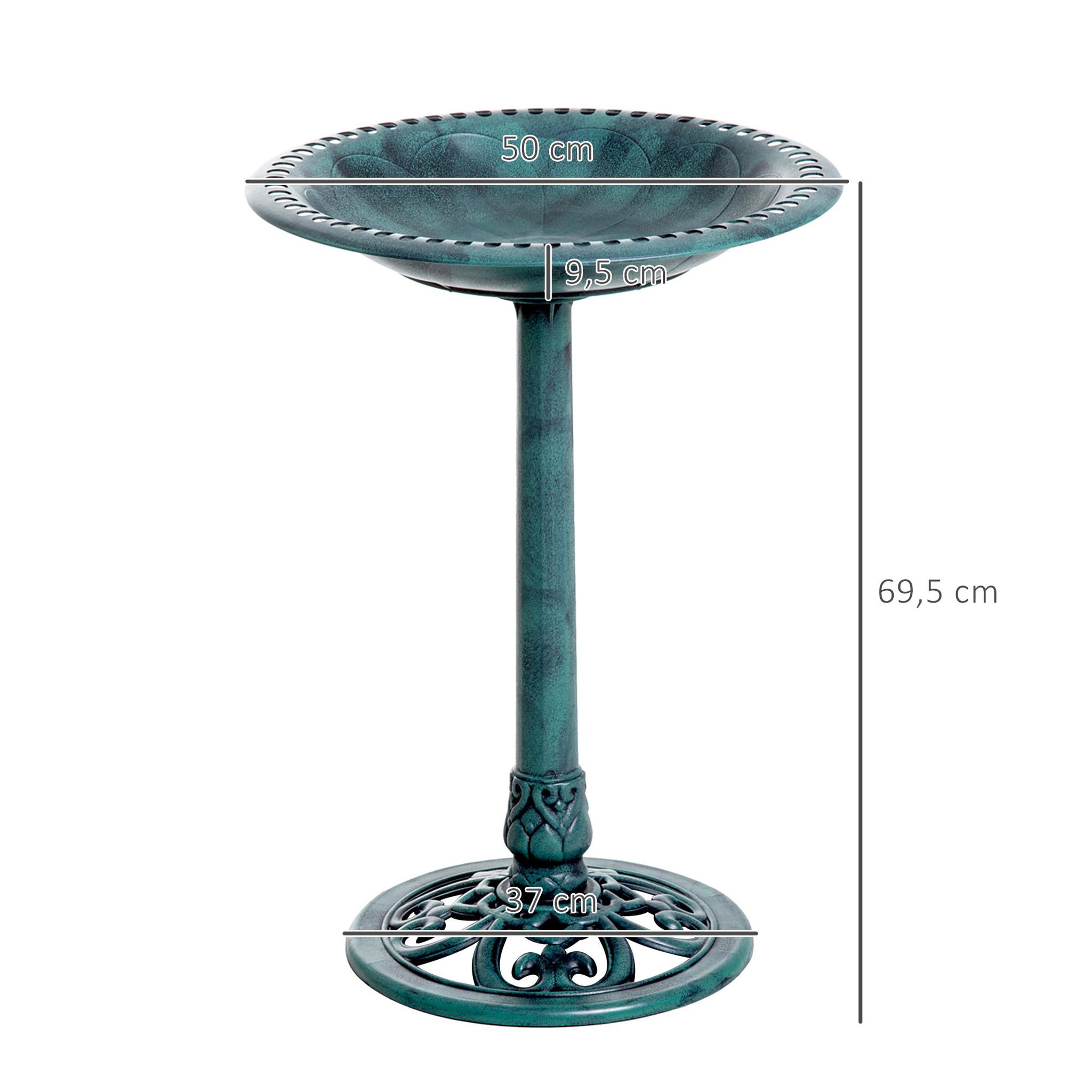 Voir la diapositive 3 : OUTSUNNY Bain d'oiseaux abreuvoir pour oiseaux plateau dia. 50 cm PP bleu effet antique