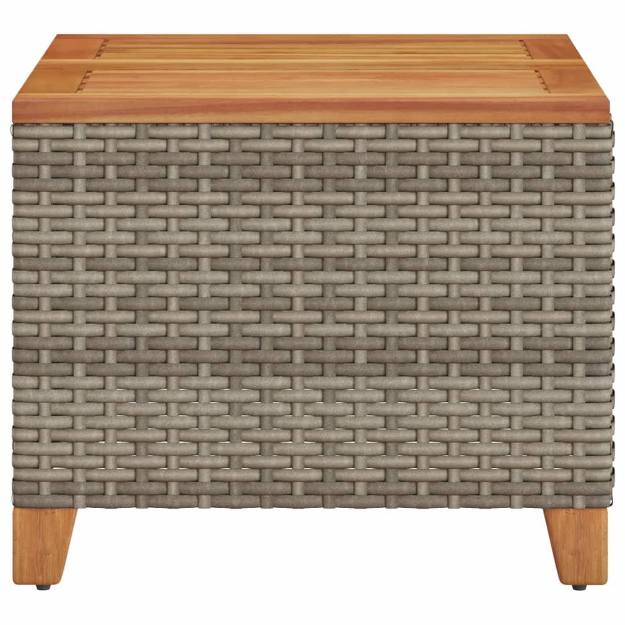 Voir la diapositive 5 : VIDAXL Table de jardin gris 45x45x37 cm resine tressee et bois acacia