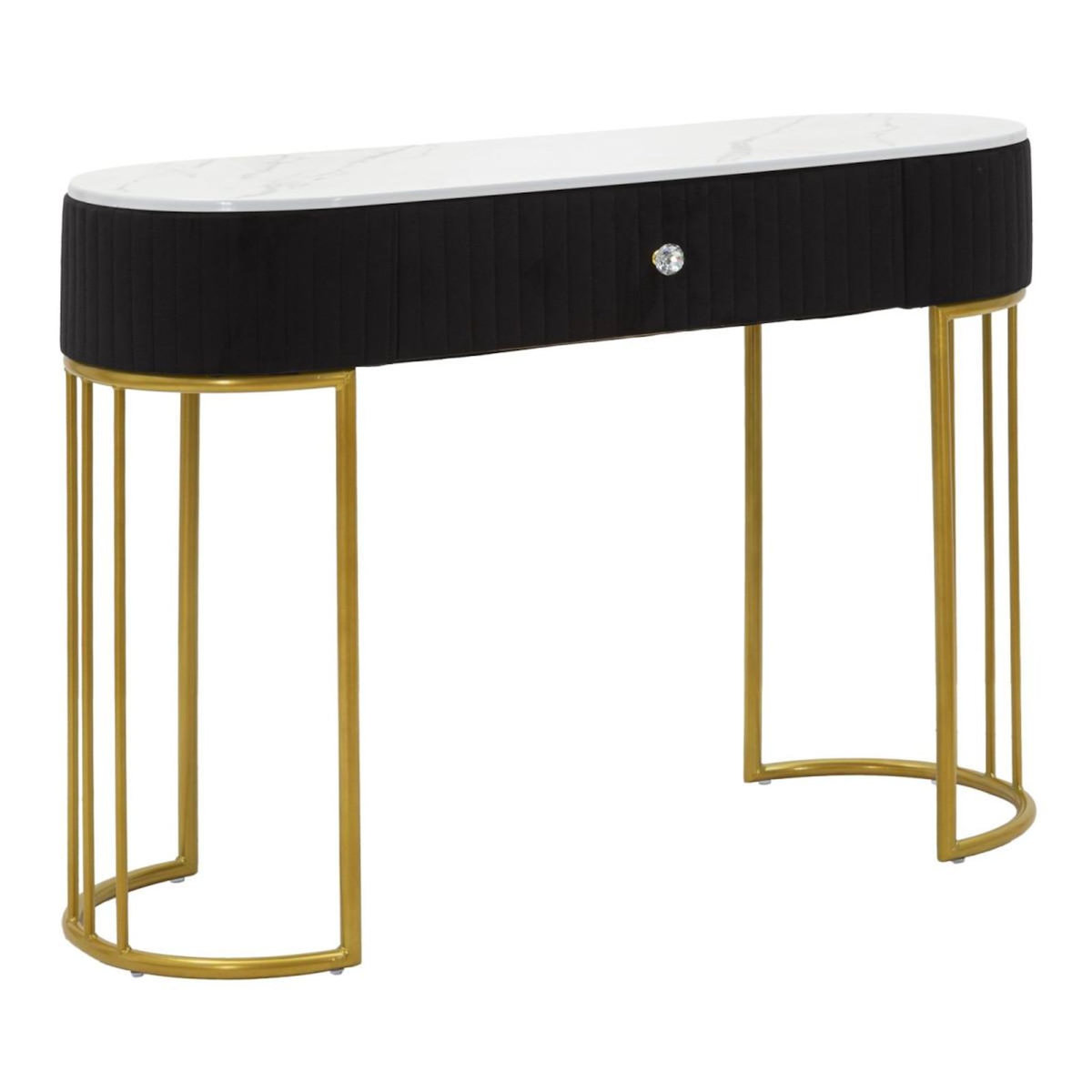 Paris Prix Console Design Effet Marbre  Montpellier  100cm Noir & Or