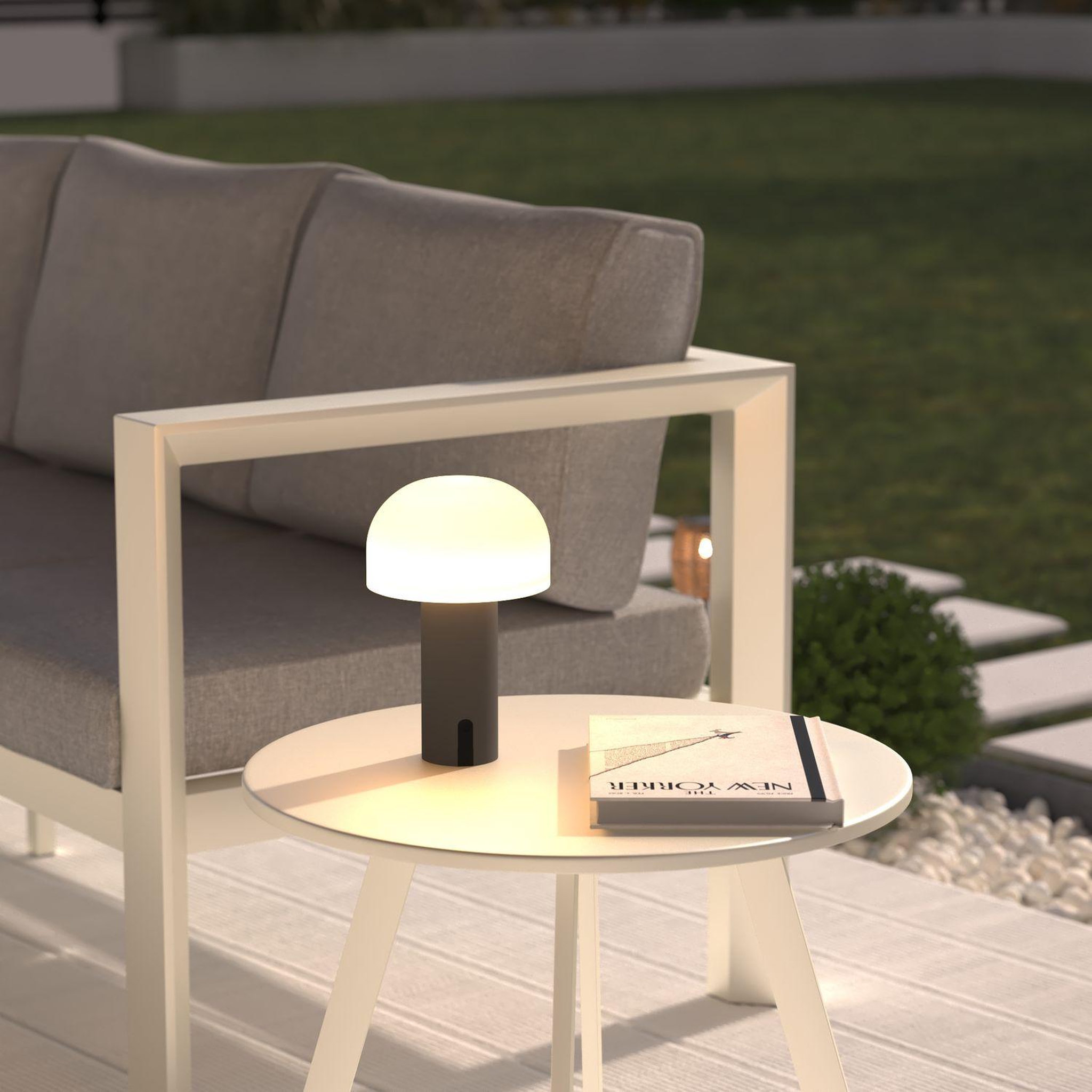 Voir la diapositive 2 : ATMOSPHERA Lampe d'extérieure rechargeable en métal jany - gris foncé