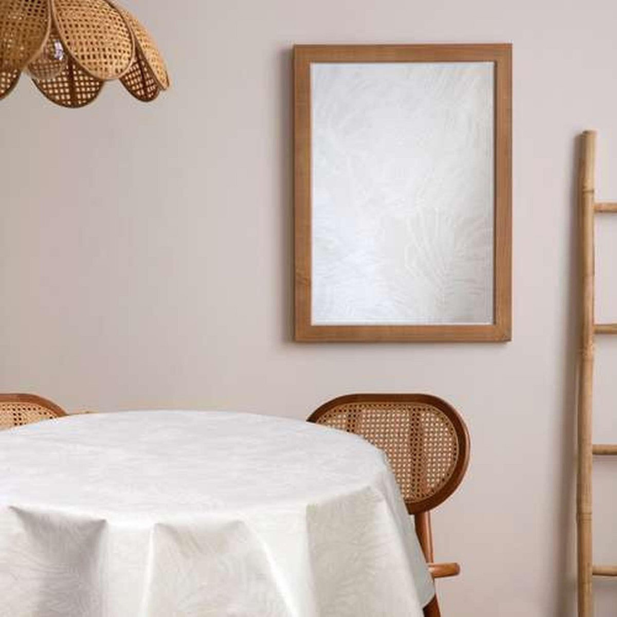 TOILINUX Nappe en toile cirée ronde Vitali - Diam. 150 cm - Beige nacré