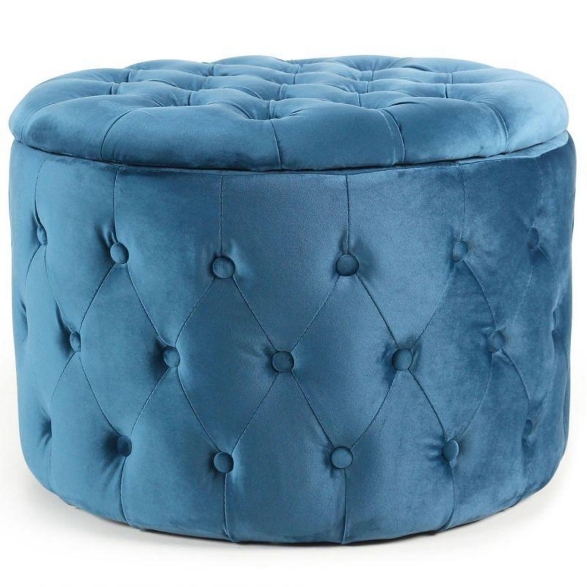 Paris Prix Pouf Rond Design en Velours  Visalni  60cm Bleu