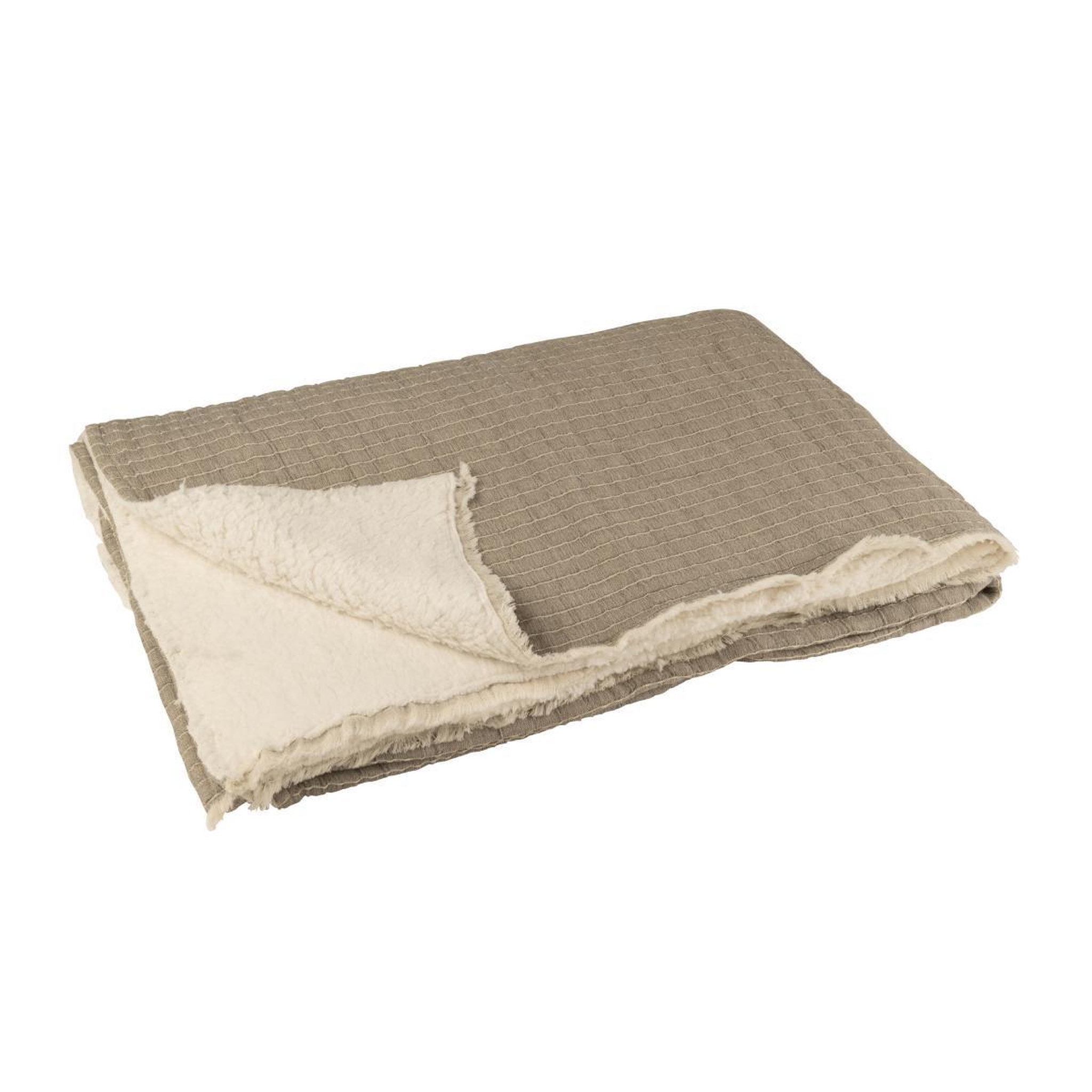 J-LINE Plaid déco lignes  teddy  130x180cm gris