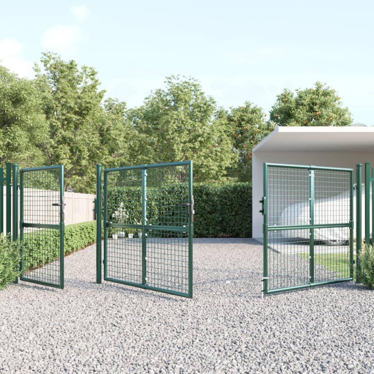 VIDAXL Portal de jardin maille vert 400x175 cm acier galvanise