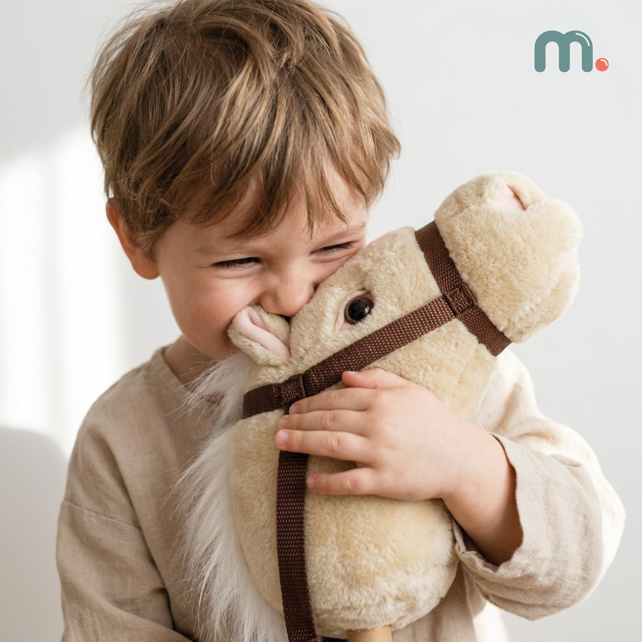 Voir la diapositive 5 : MAMABRUM Cheval à bâton Hobby Horse peluche douce Mamabrum Beige dès 18 mois 80 cm
