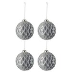 Paris Prix Lot de 4 Boules de Noël  Carreau  10cm Gris
