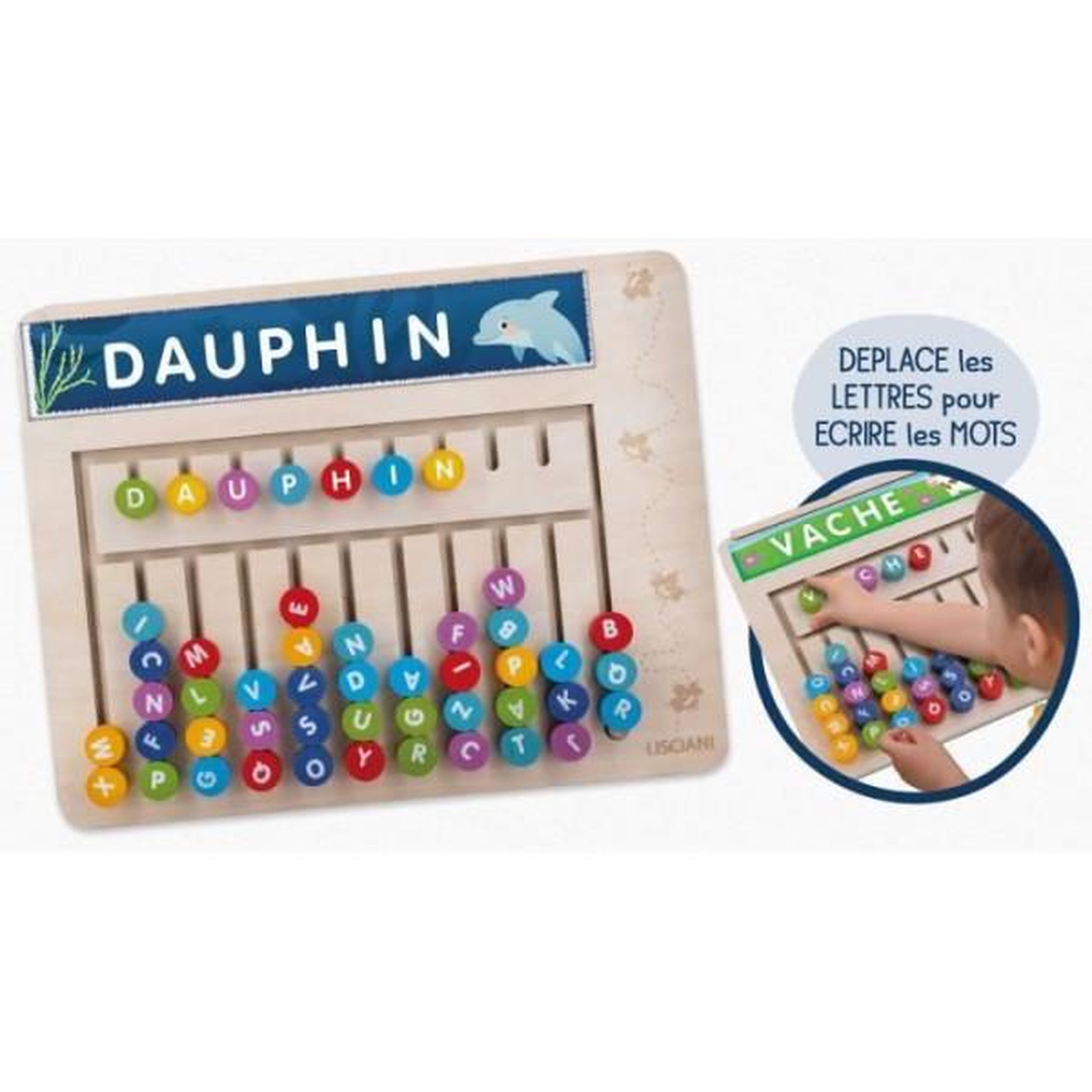Voir la diapositive 2 : LISCIANI GIOCHI Compose-mots - Jeu Montessori - MONTESSORI - Tableau en Bois, Lettres et Chiffres Magnétiques