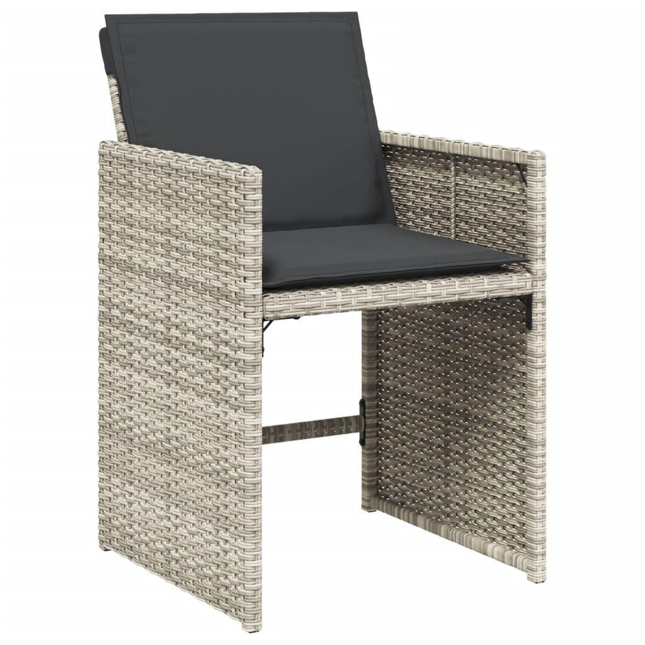 Voir la diapositive 5 : VIDAXL Ensemble a manger de jardin 11pcs avec coussins gris poly rotin