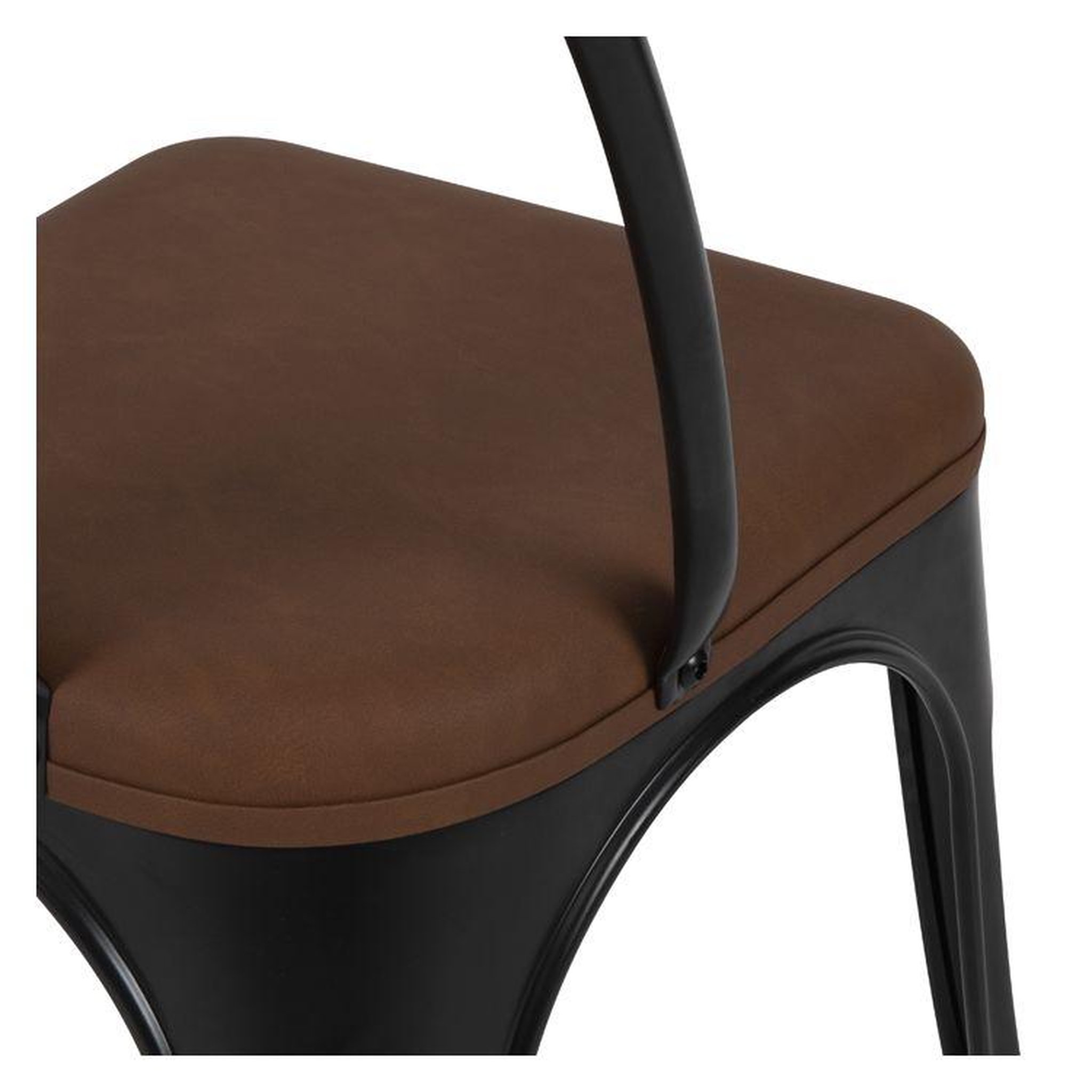 Voir la diapositive 3 : MAISON PAVANE Lot de 2 chaises en métal noir et cuir synthétique marron-Charly