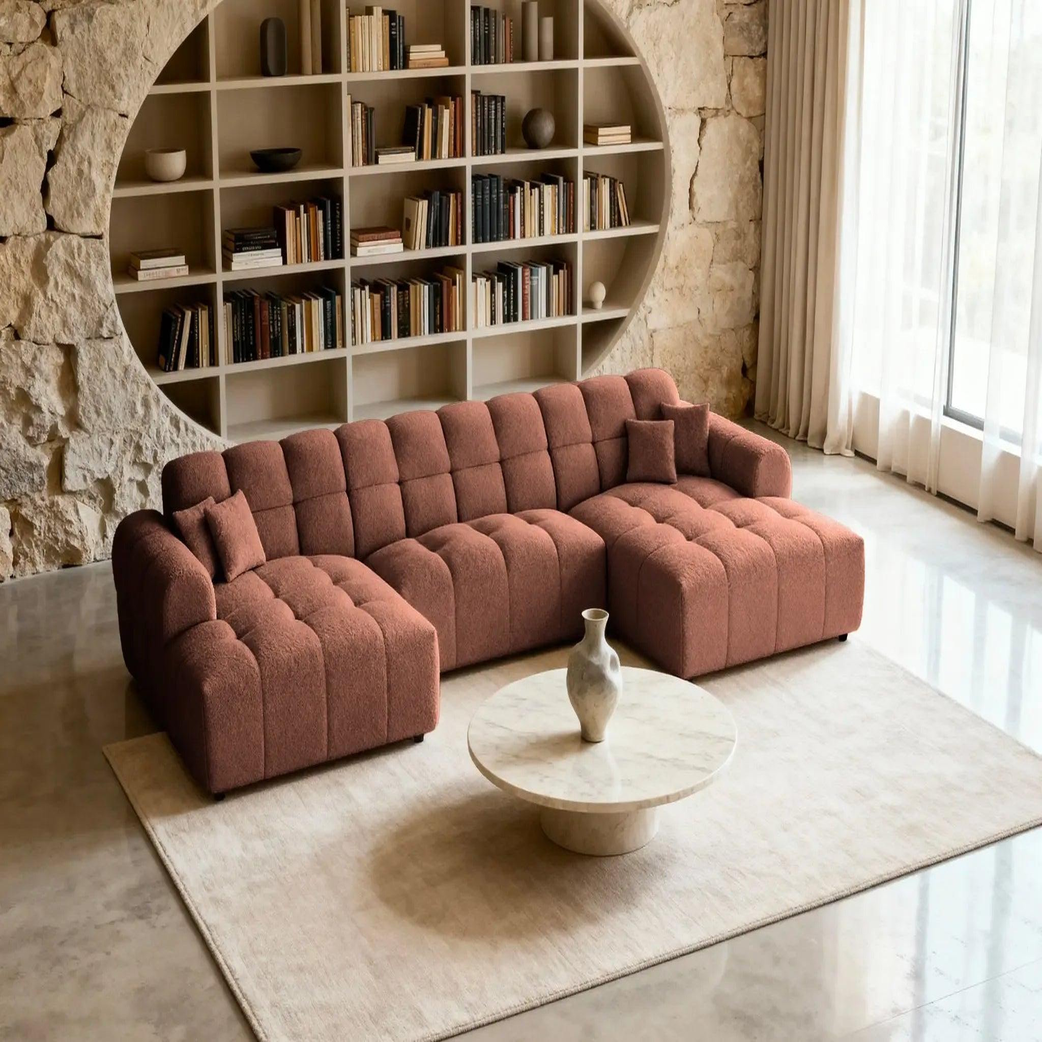 Voir la diapositive 5 : CASANOVA PARIS Alexia - canapé panoramique tissu bouclette