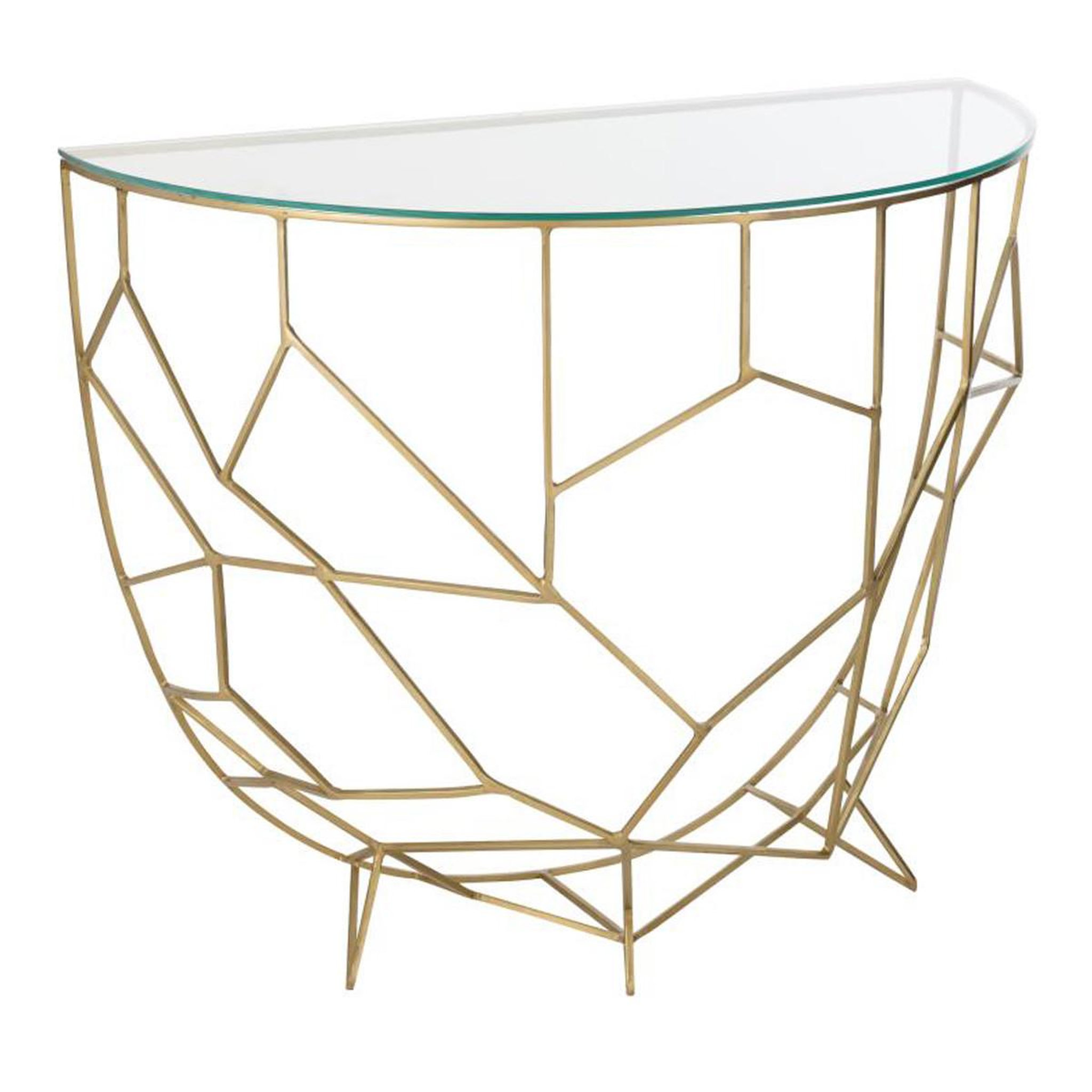 J-LINE Console design en verre  moza  90cm or