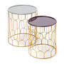 Voir la diapositive 1 : Paris Prix Lot de 2 Tables d'Appoint Déco  Timba  49cm Gris & Prune