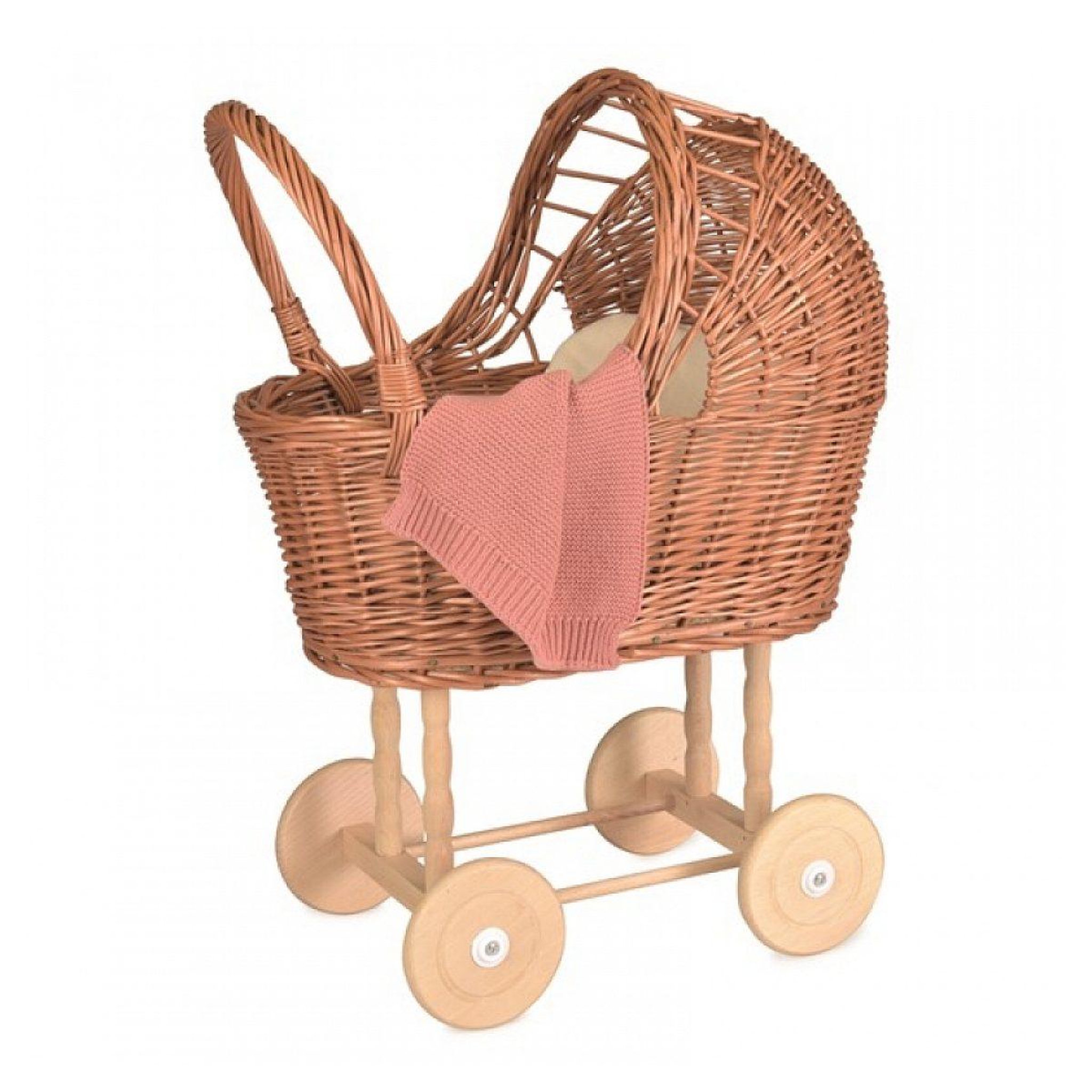 EGMONT TOYS Landau en osier avec couverture en tricot