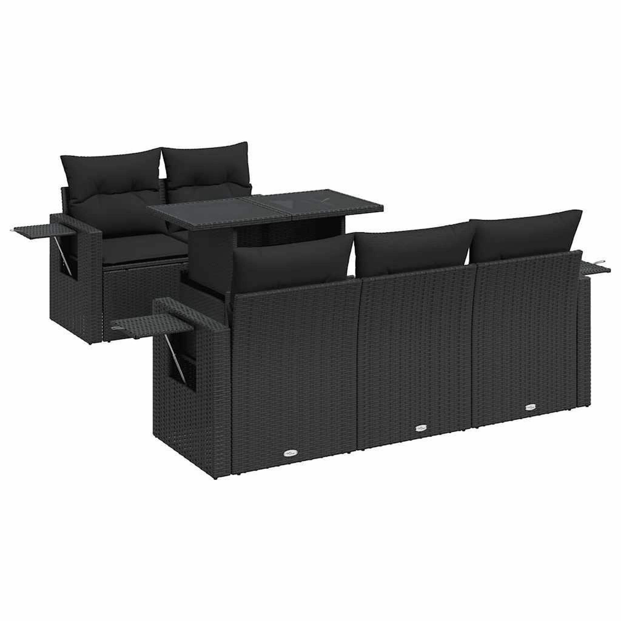 Voir la diapositive 2 : VIDAXL Salon de jardin 6 pcs avec coussins noir resine tressee