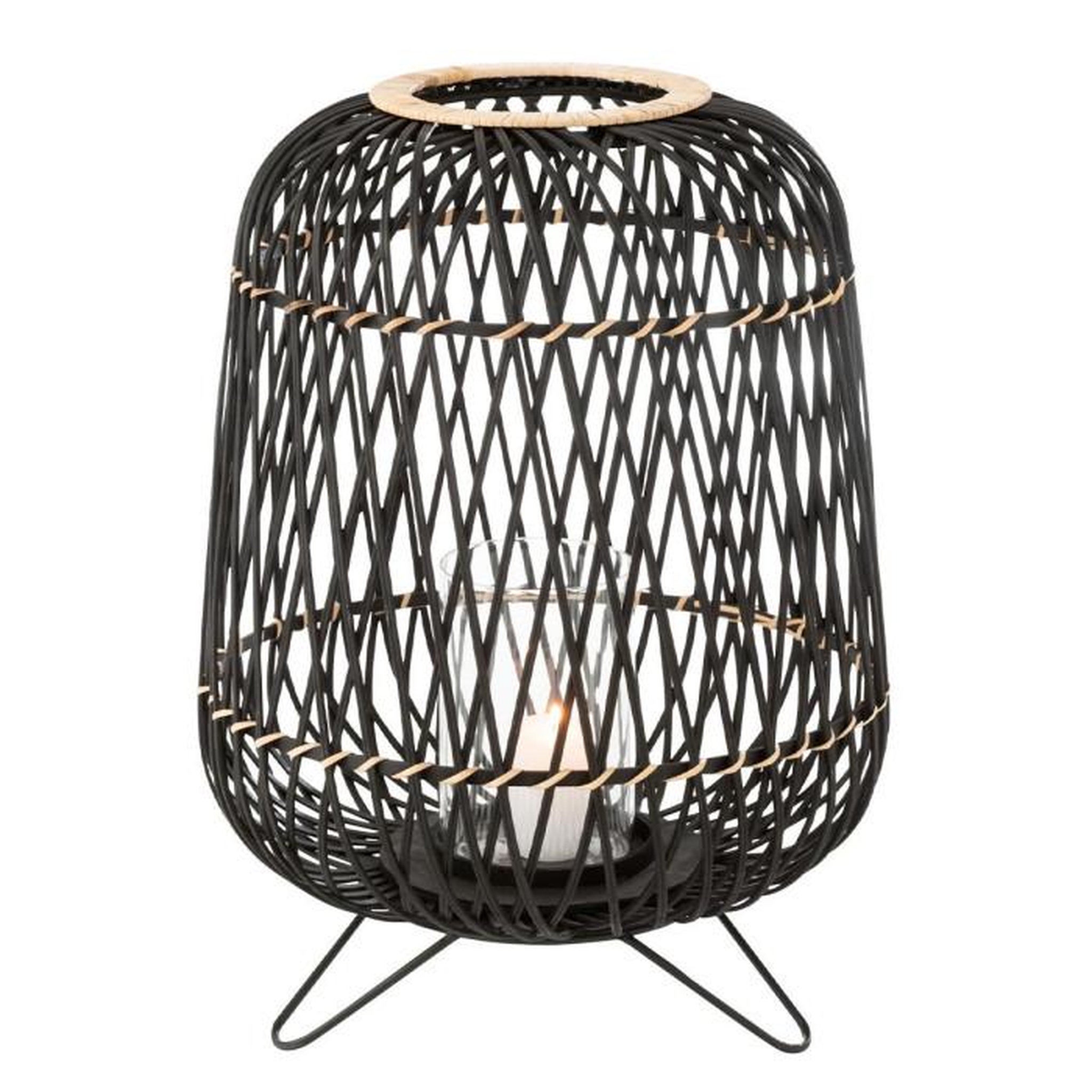 Voir la diapositive 2 : Paris Prix Lanterne Déco  Bambou sur Pied  57cm Noir
