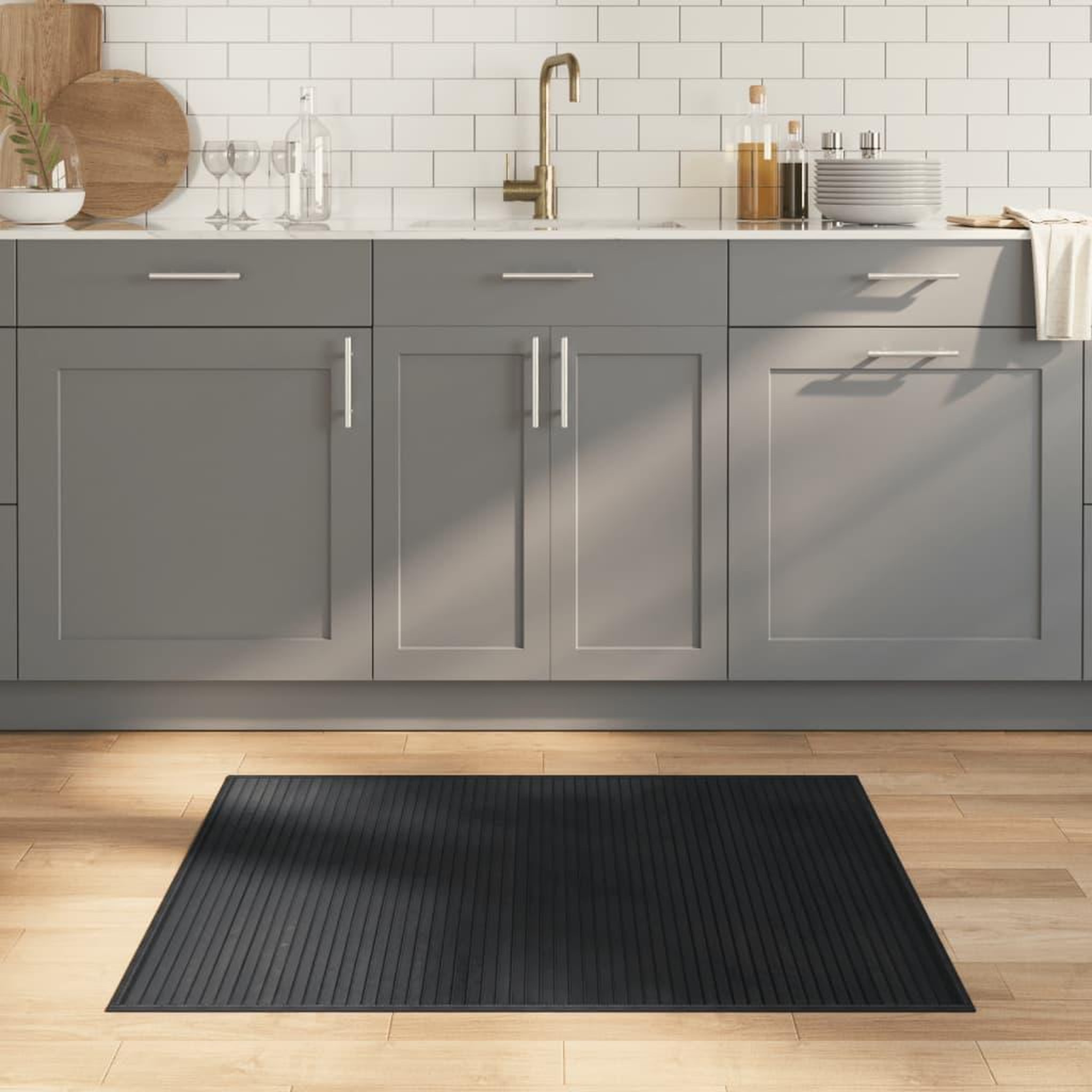 VIDAXL Tapis rectangulaire gris 80x100 cm bambou