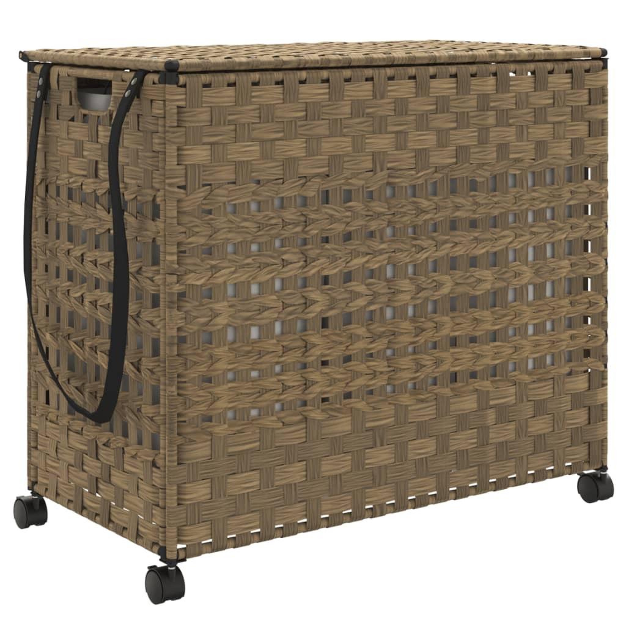 Voir la diapositive 2 : VIDAXL Panier a linge avec roulettes 66x35x60 cm resine tressee