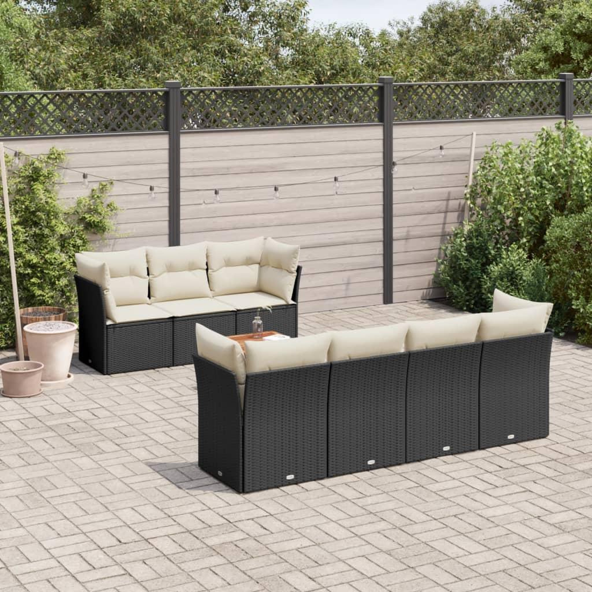 VIDAXL Salon de jardin 8 pcs avec coussins noir resine tressee