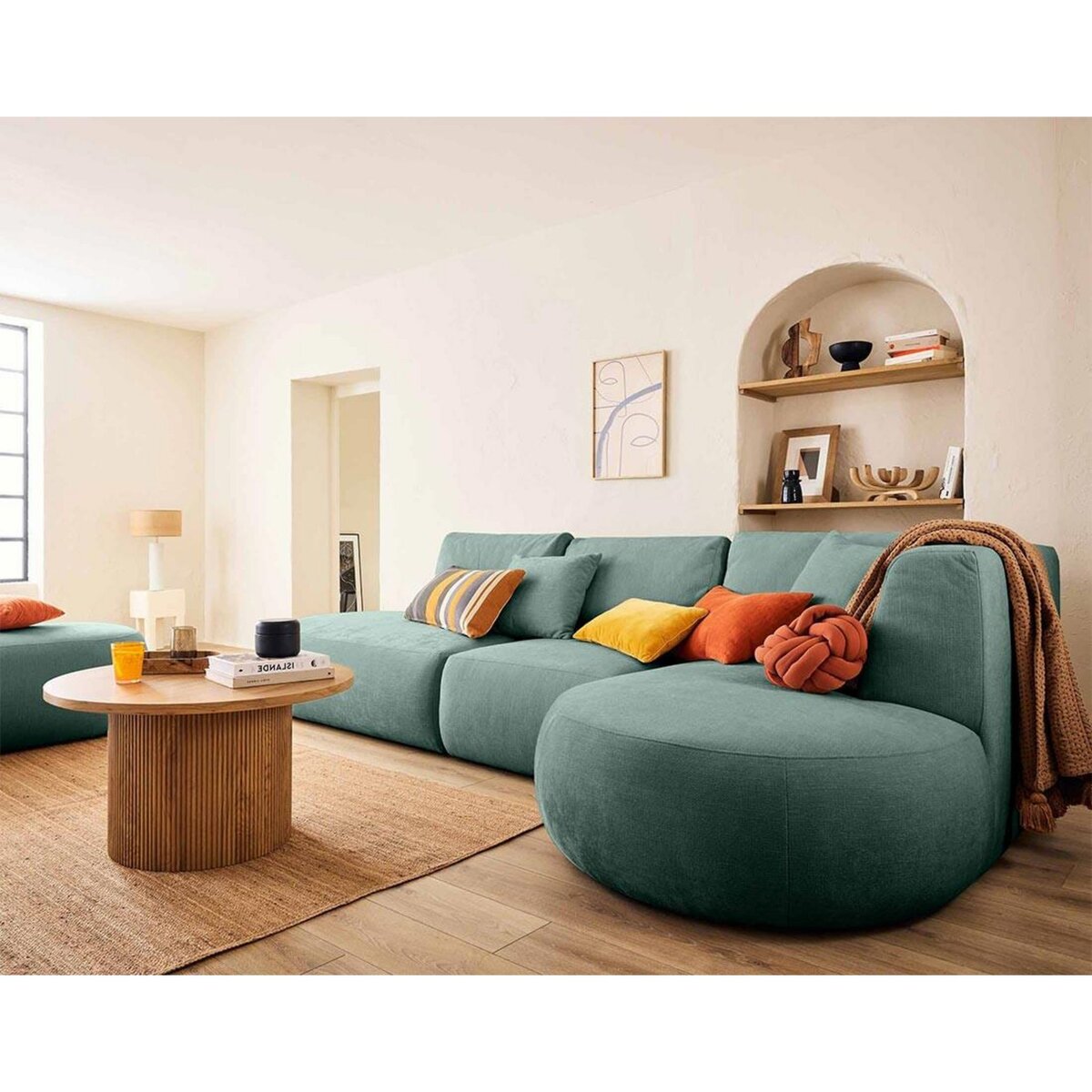 LISA DESIGN Santorini - canapé modulable d'angle droit - 5 places - en tissu texturé