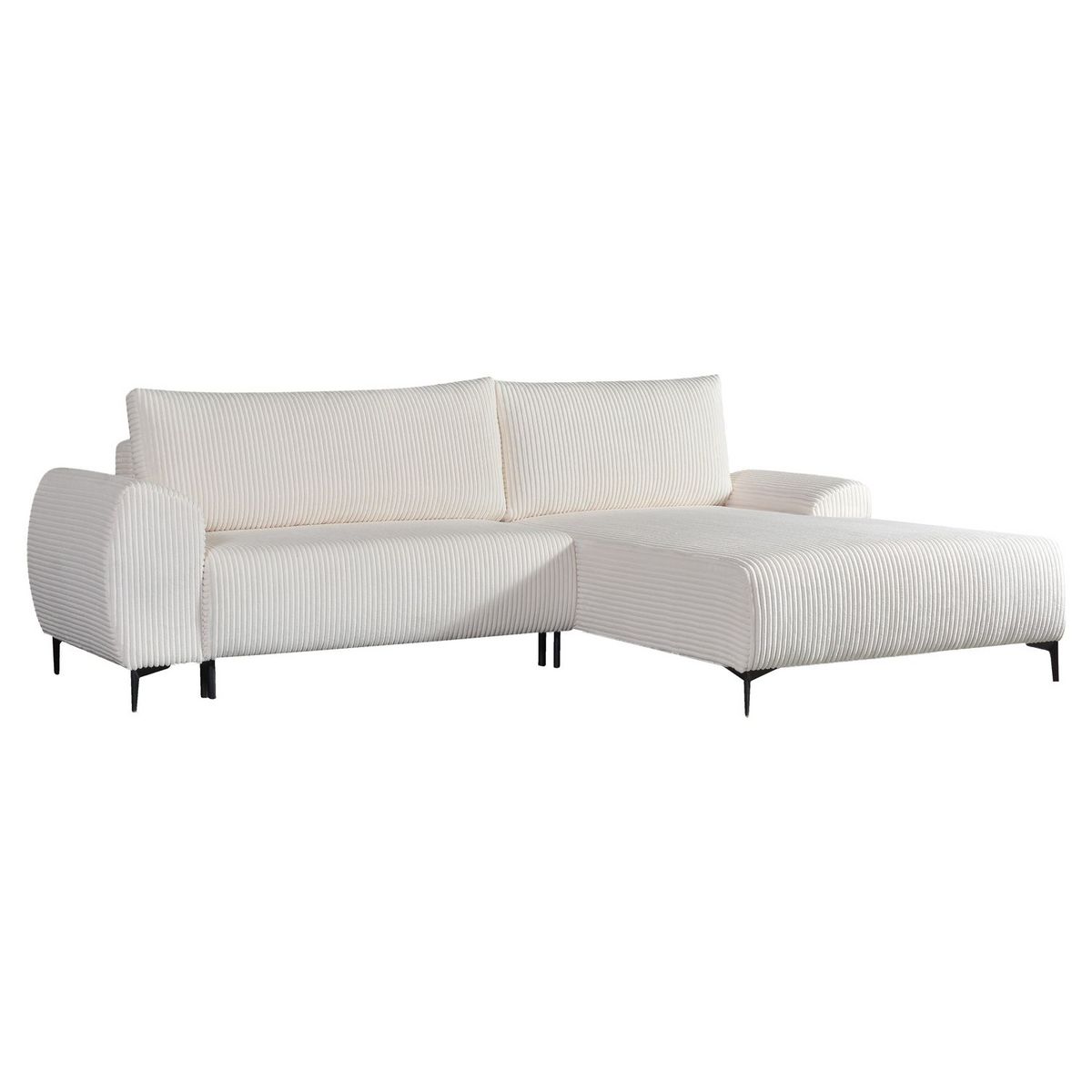 Canapé d'angle droit fixe convertible 5 places en velour côtelé CYRIL