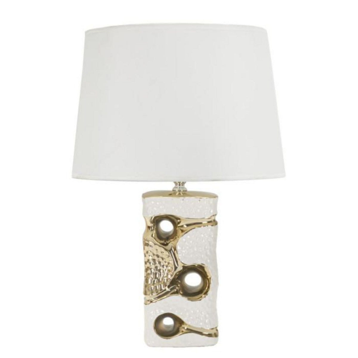 Paris Prix Lampe à Poser en Céramique  Florida  43cm Blanc & Or