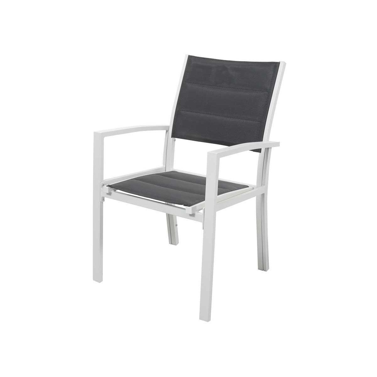 Habitat et Jardin Fauteuil jardin Alu/Textilène  Brazil / Canaries  - Phoenix - blanc / gris foncé