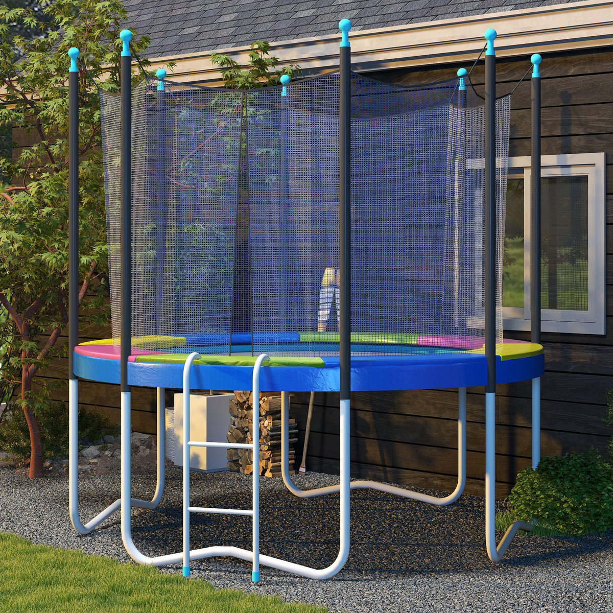 HOMCOM Couvre-ressort trampoline dia. 244 cm PVC PE haute densité rembourrage 15 mm multicolore