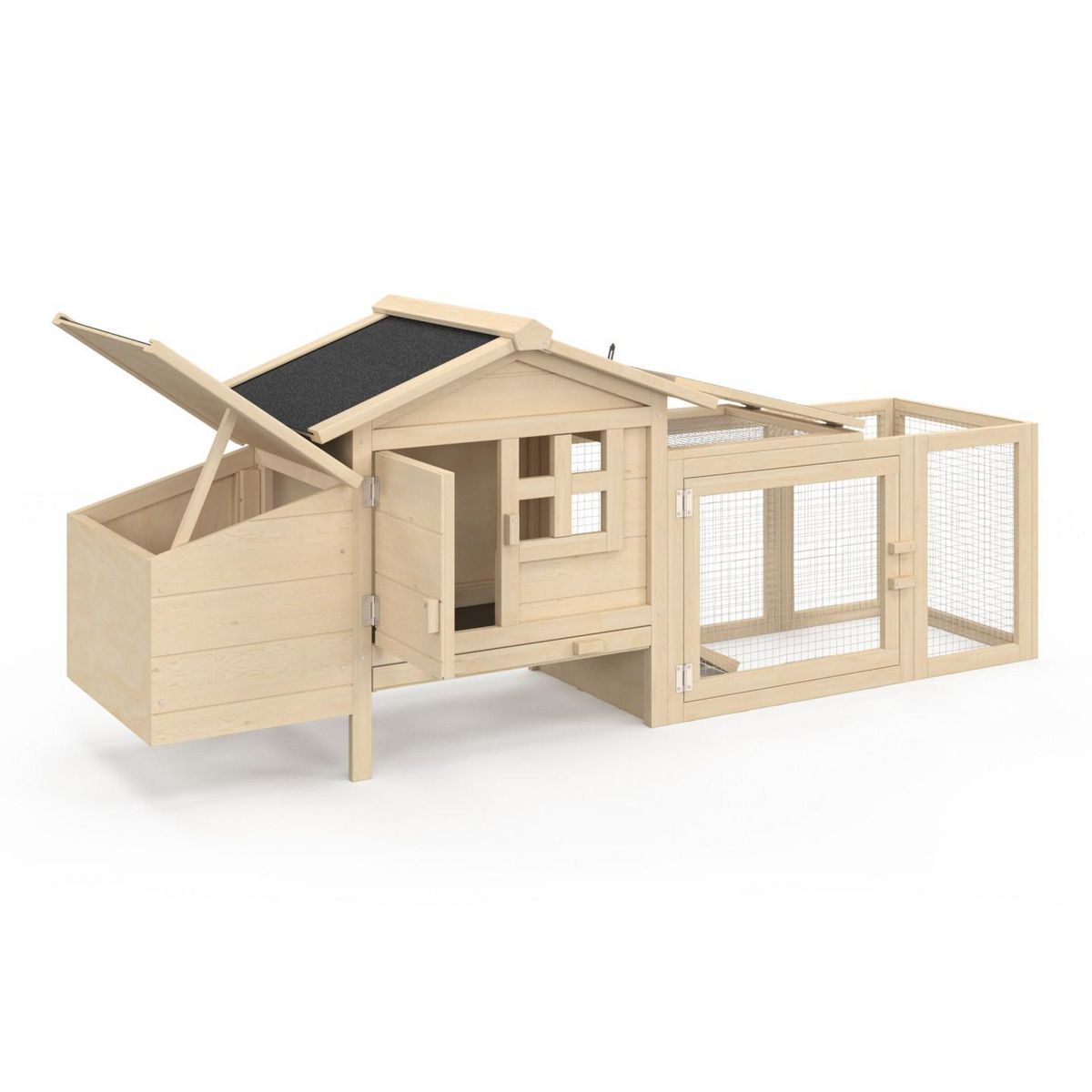 ID MARKET Poulailler sur pilotis avec enclos et pondoir en bois