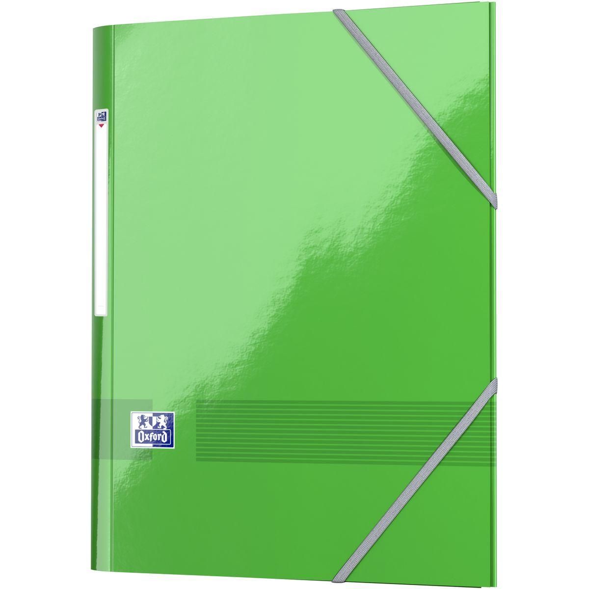 OXFORD Chemise à élastiques 24x32cm 3 rabats carton pelliculé vert