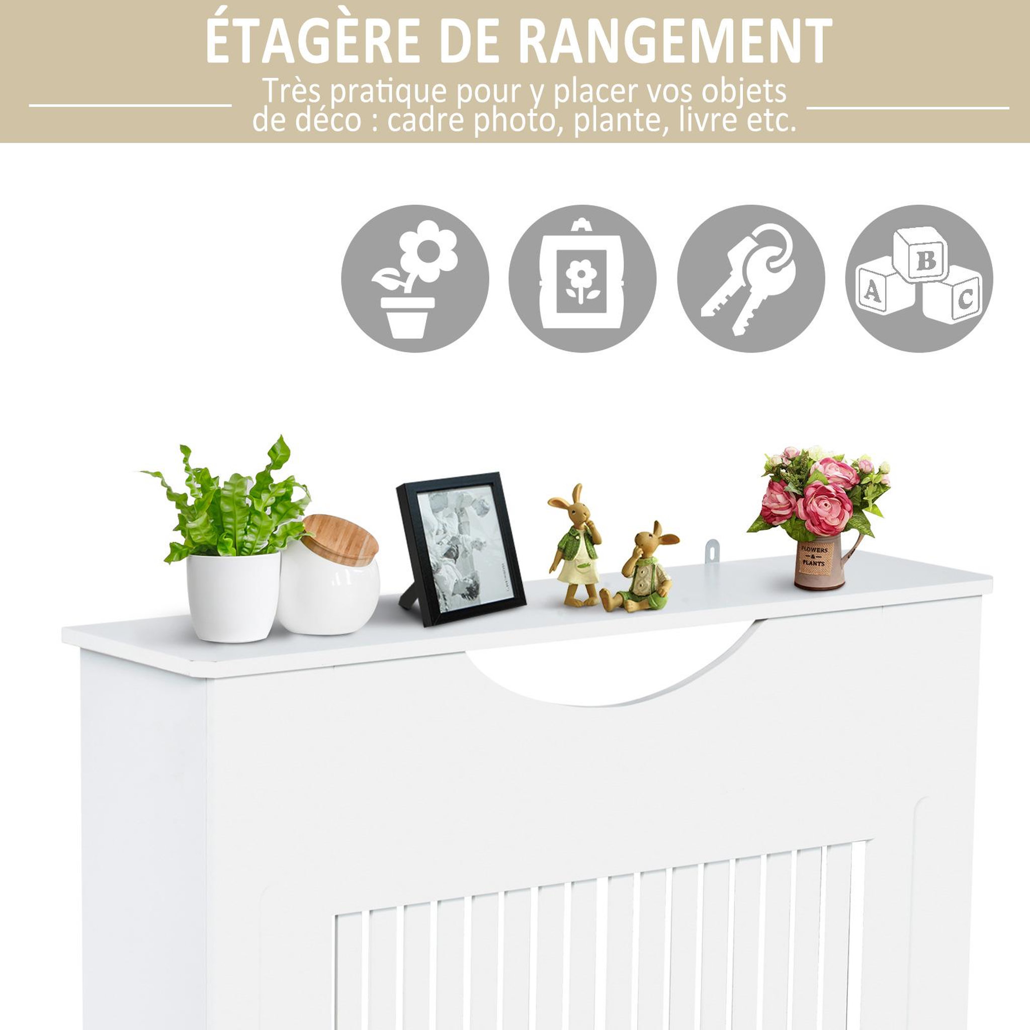 Voir la diapositive 6 : HOMCOM Cache-radiateur design panneau 78 x 19 x 82 cm MDF blanc