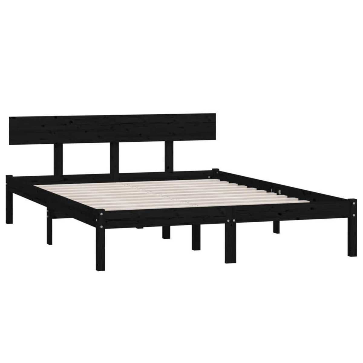 VIDAXL Cadre de lit sans matelas noir bois massif 160x200 cm