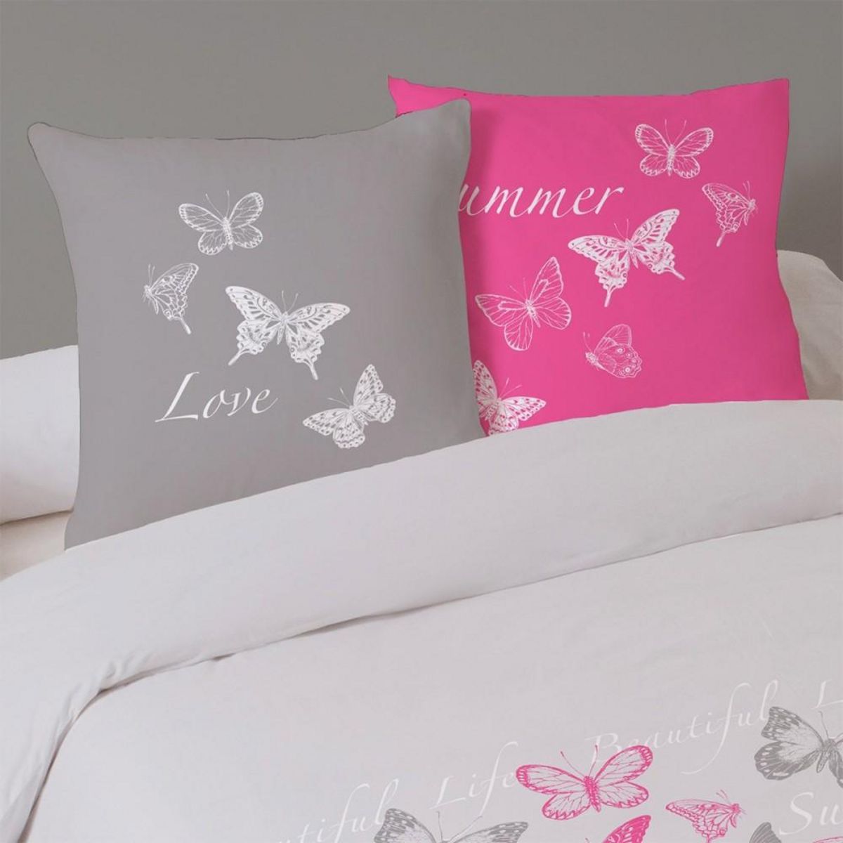 Dourev Housse de couette 240x220 Butterflies + 2 taies coton 57 fils