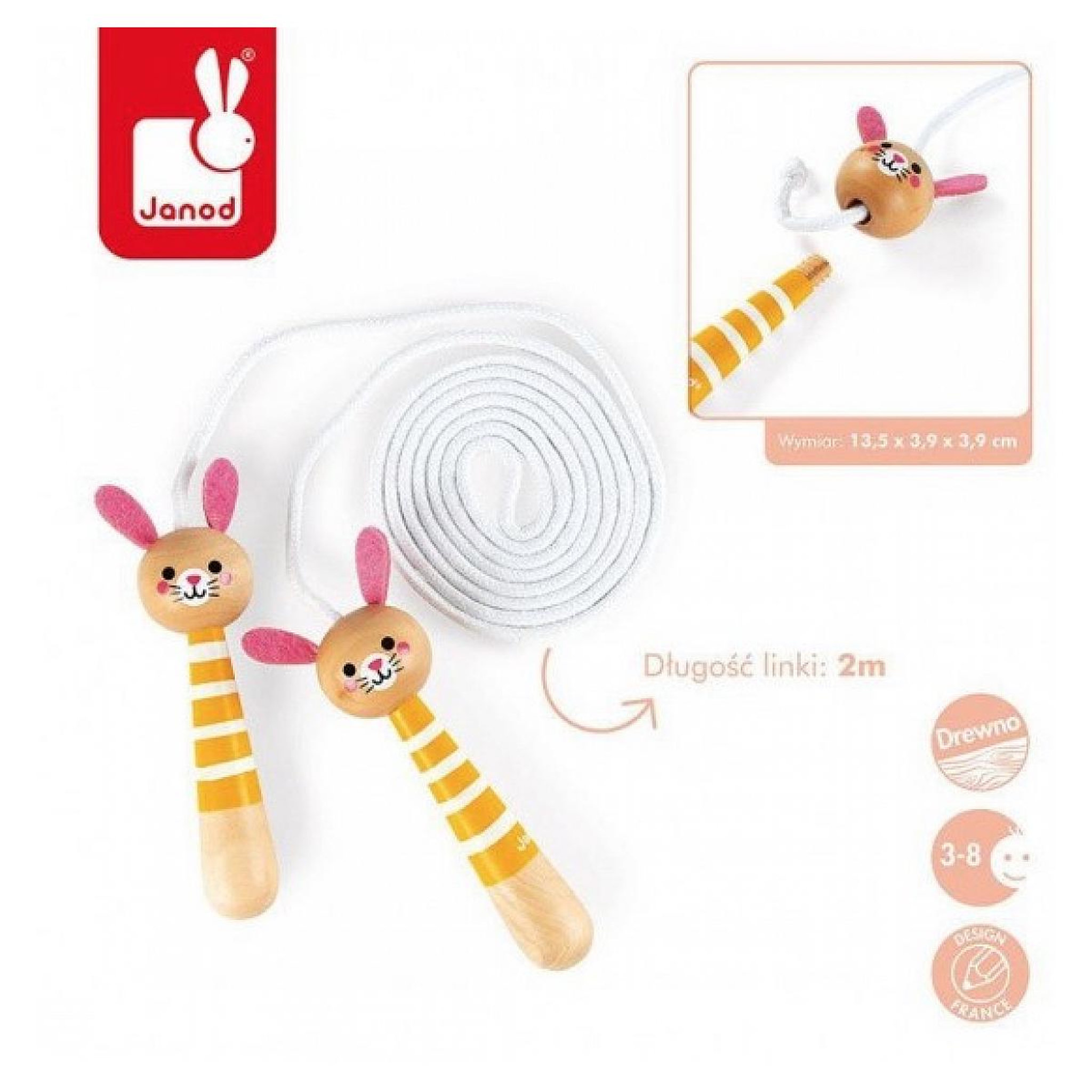 JANOD Corde a sauter en bois lapin Happy Garden