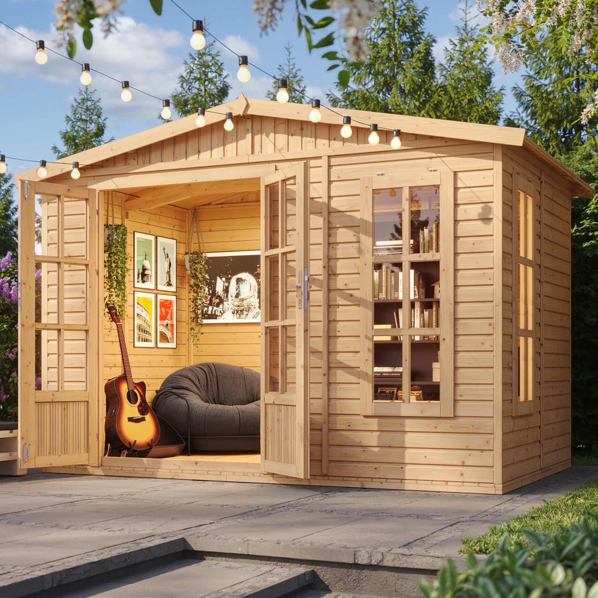 Voir la diapositive 4 : TIMBELA Abri de jardin en bois 6m2 Cabanon jardin extérieur avec sol, Maison d'été M334FB